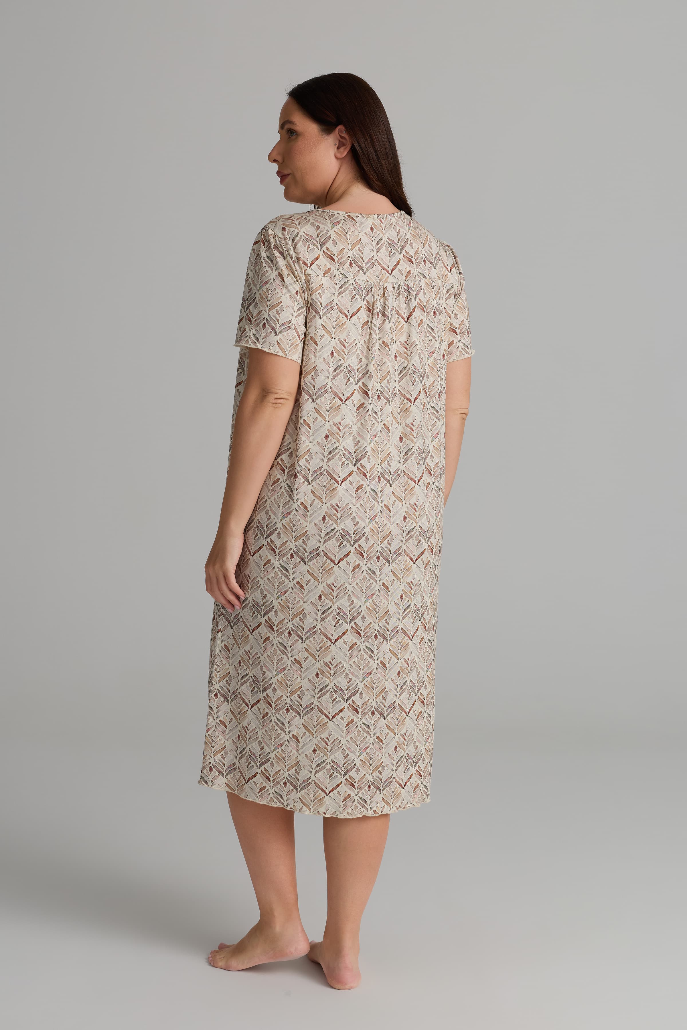 Women's Brown Printed Viscose Nightgown — view 4