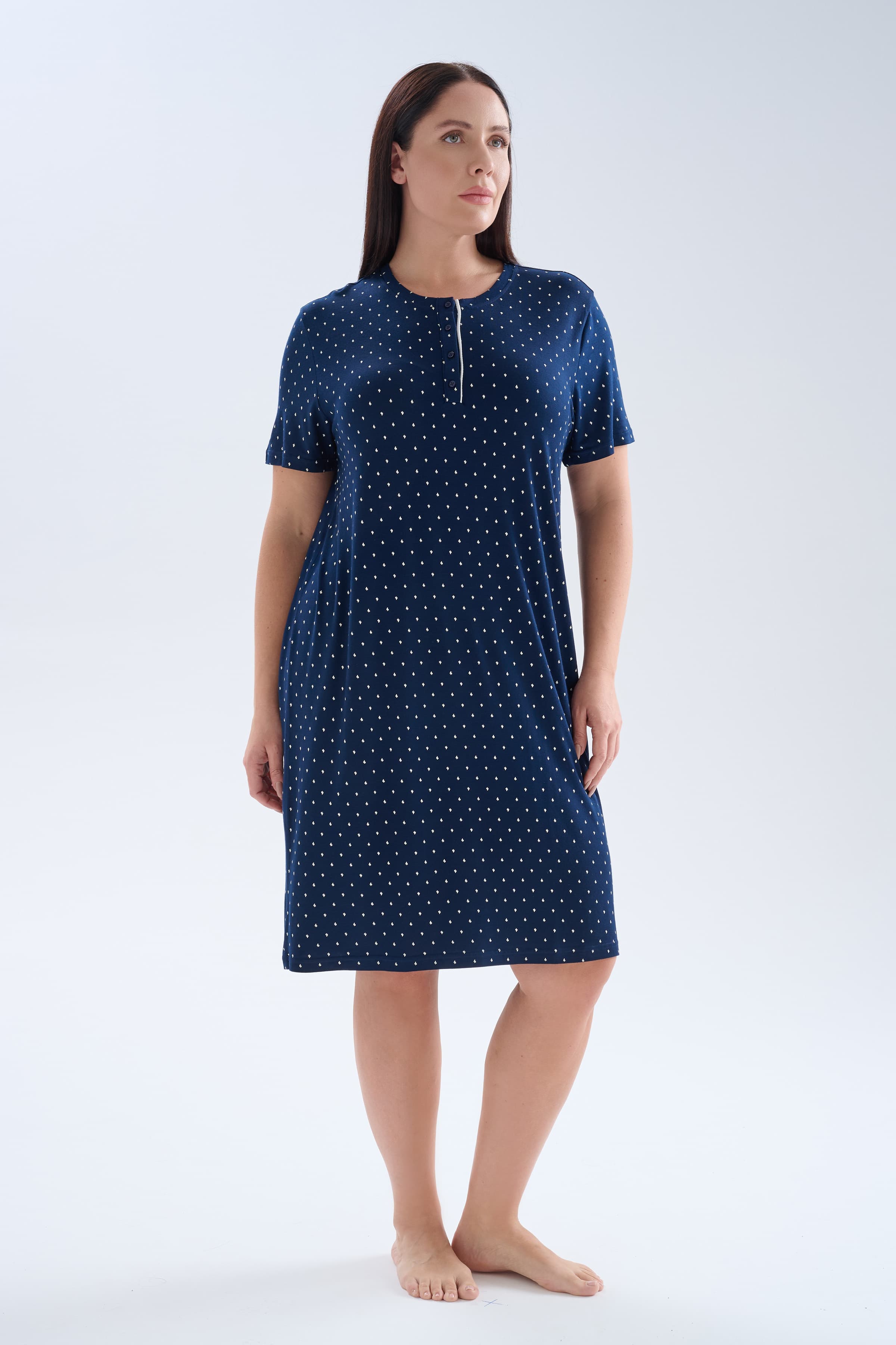 Women's Ecru Printed Viscose Nightgown — view 2