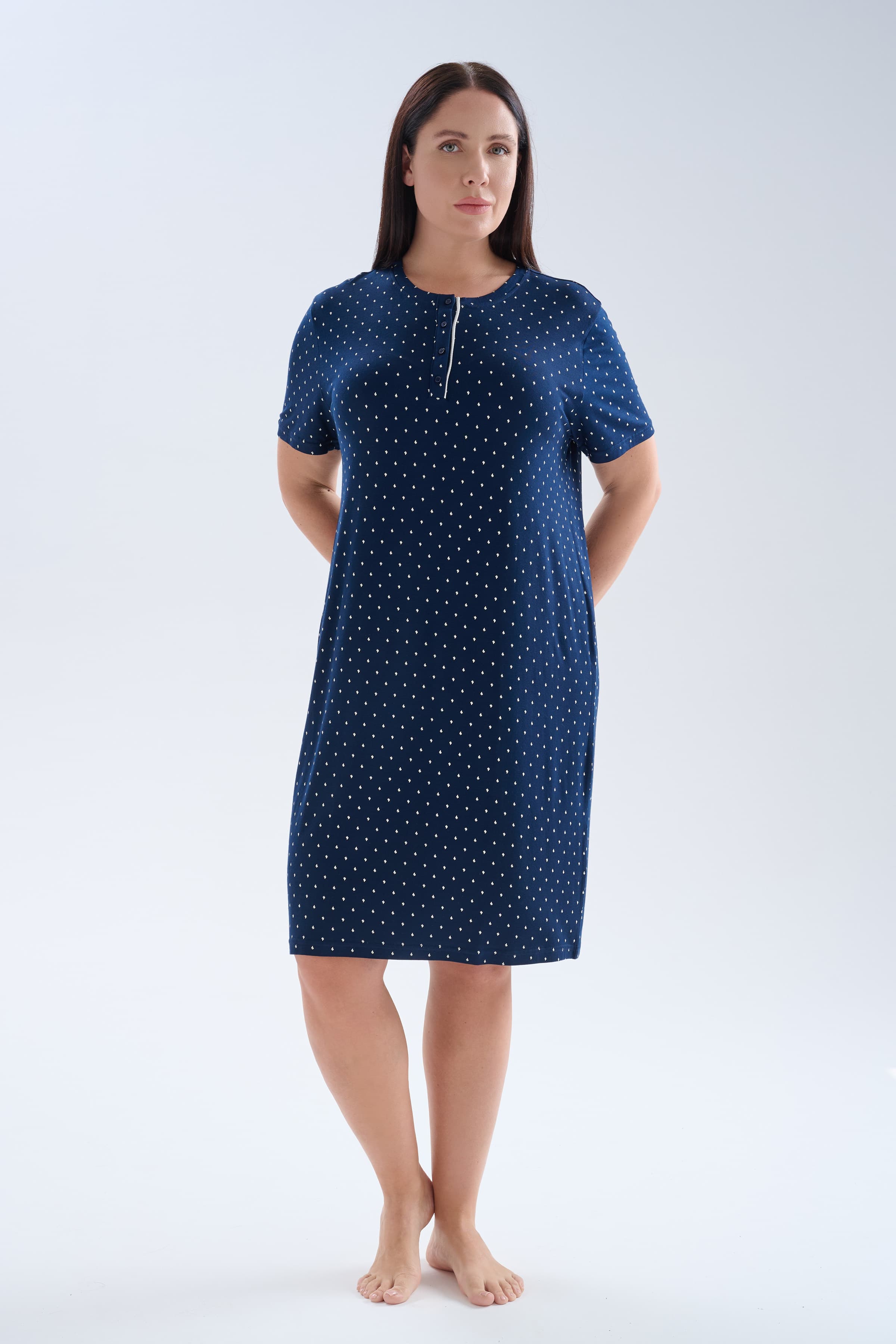 Women's Ecru Printed Viscose Nightgown — view 3