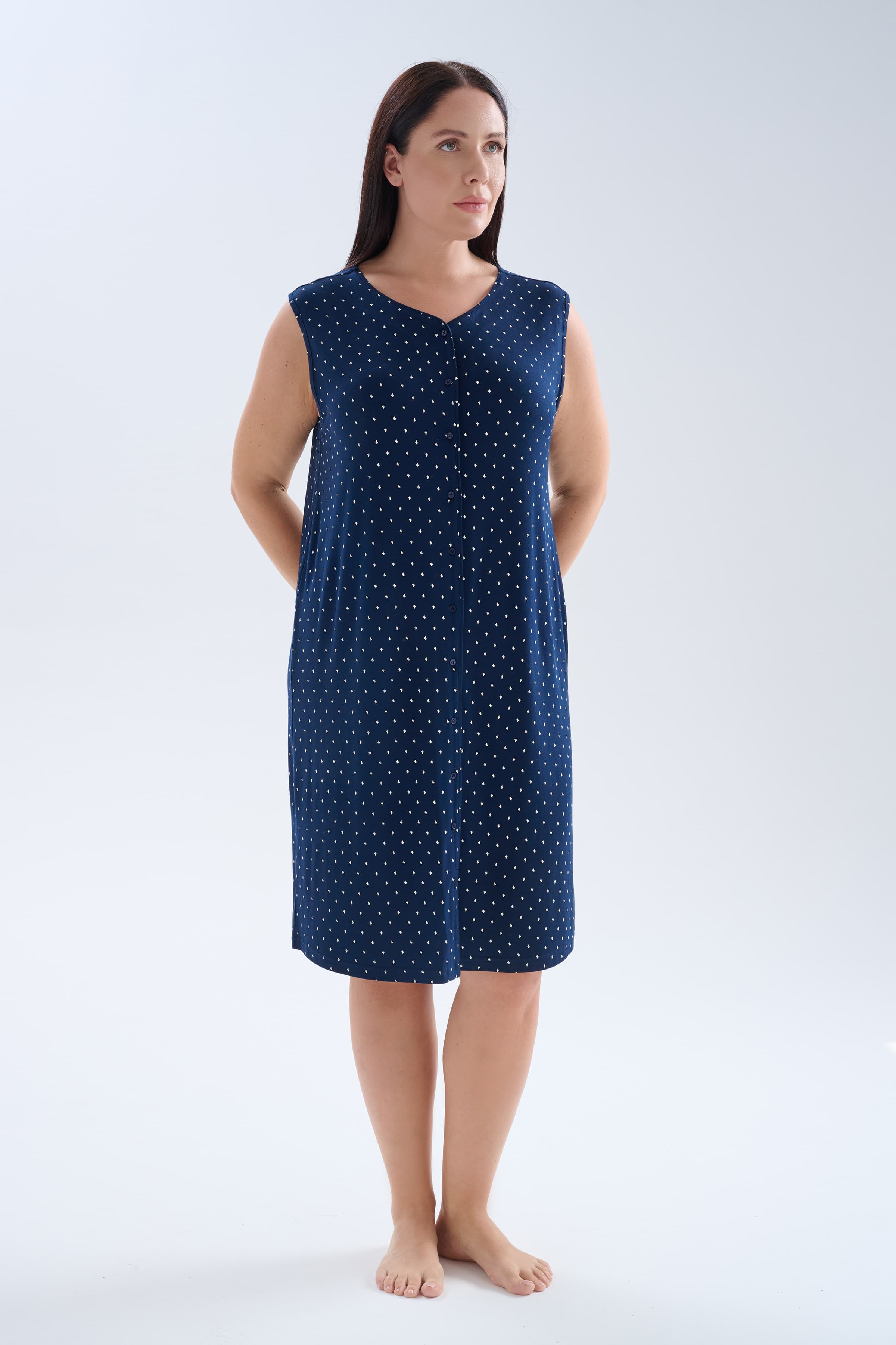 Women's Ecru Printed Viscose Nightgown — view 1