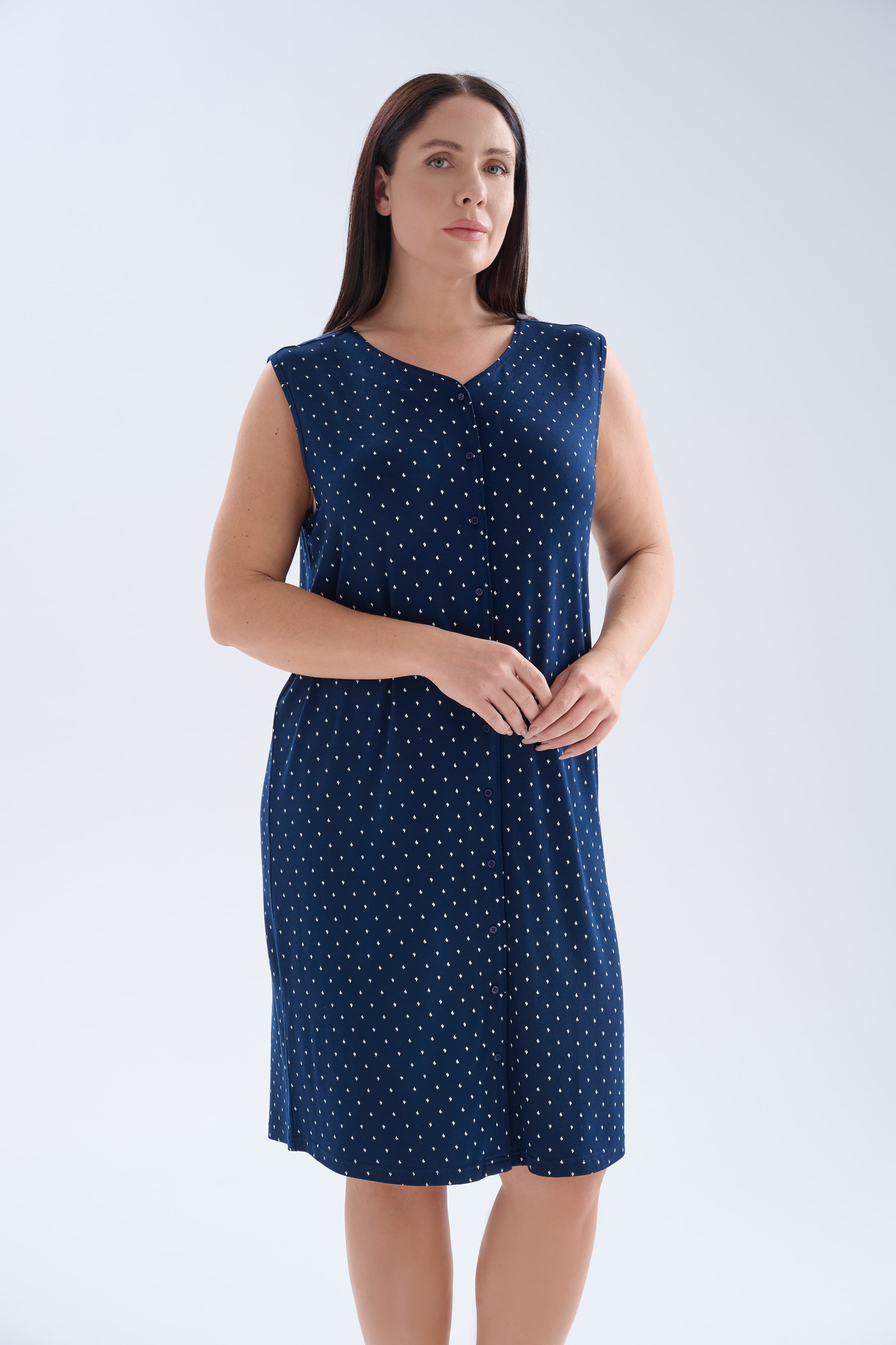 Women's Ecru Printed Viscose Nightgown — view 3