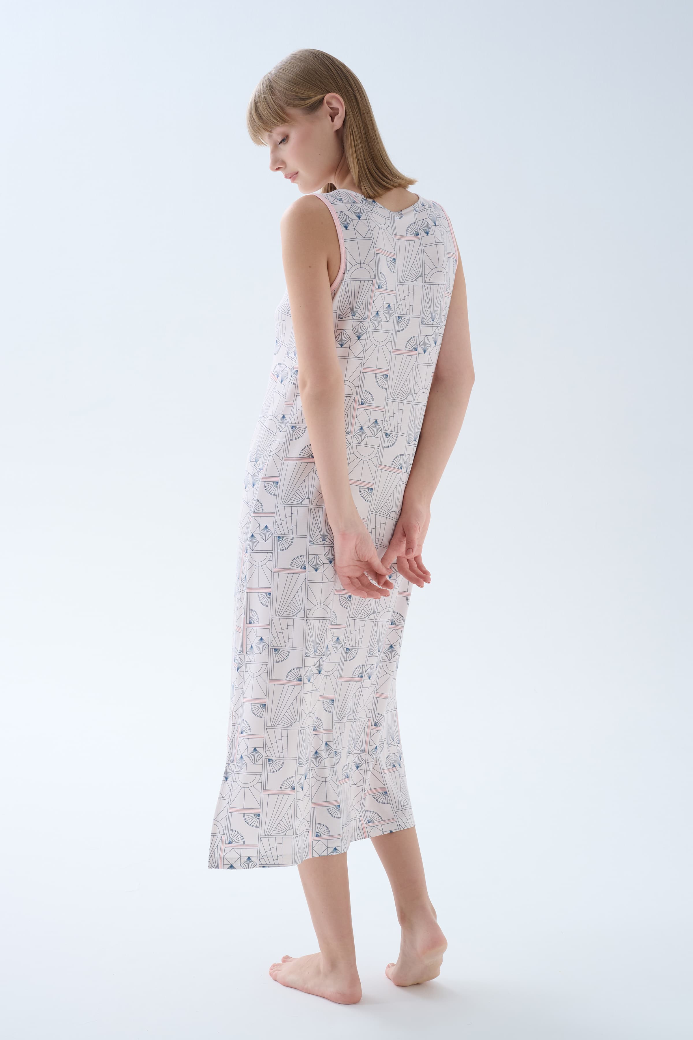 Women's Grey Printed Viscose Nightgown — view 2