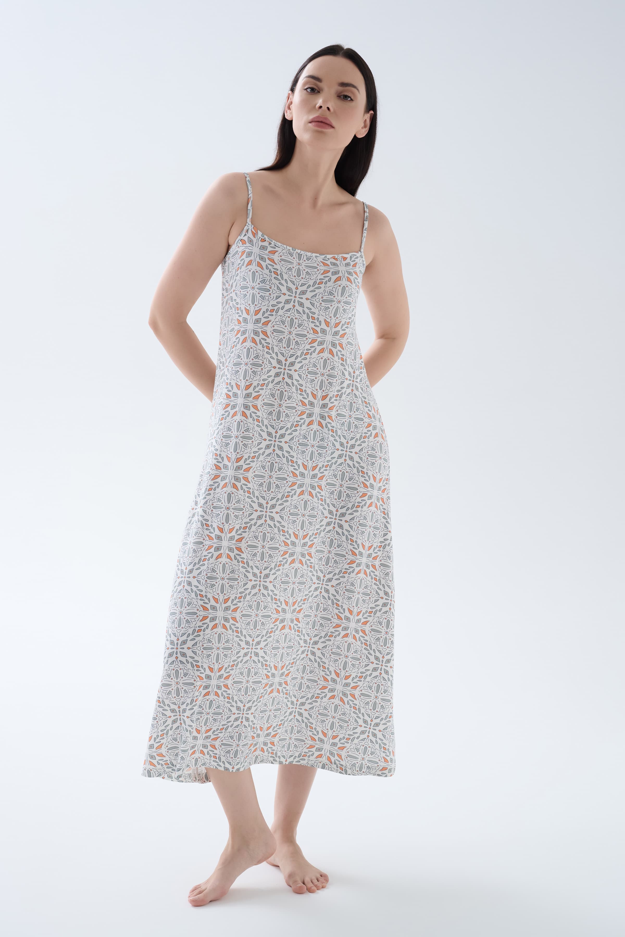 Women's Grey Printed Viscose Nightgown — view 1