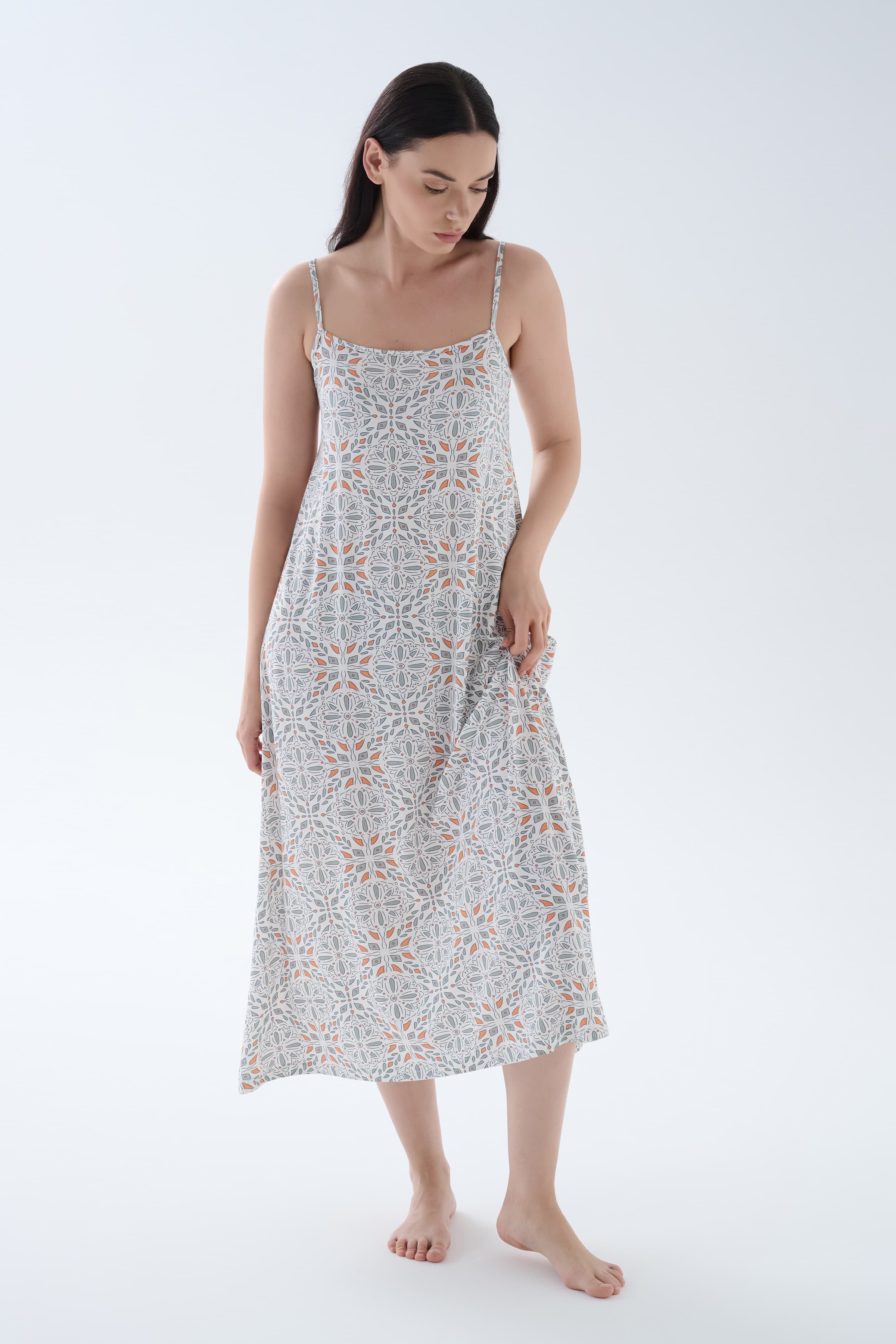 Women's Grey Printed Viscose Nightgown — view 2