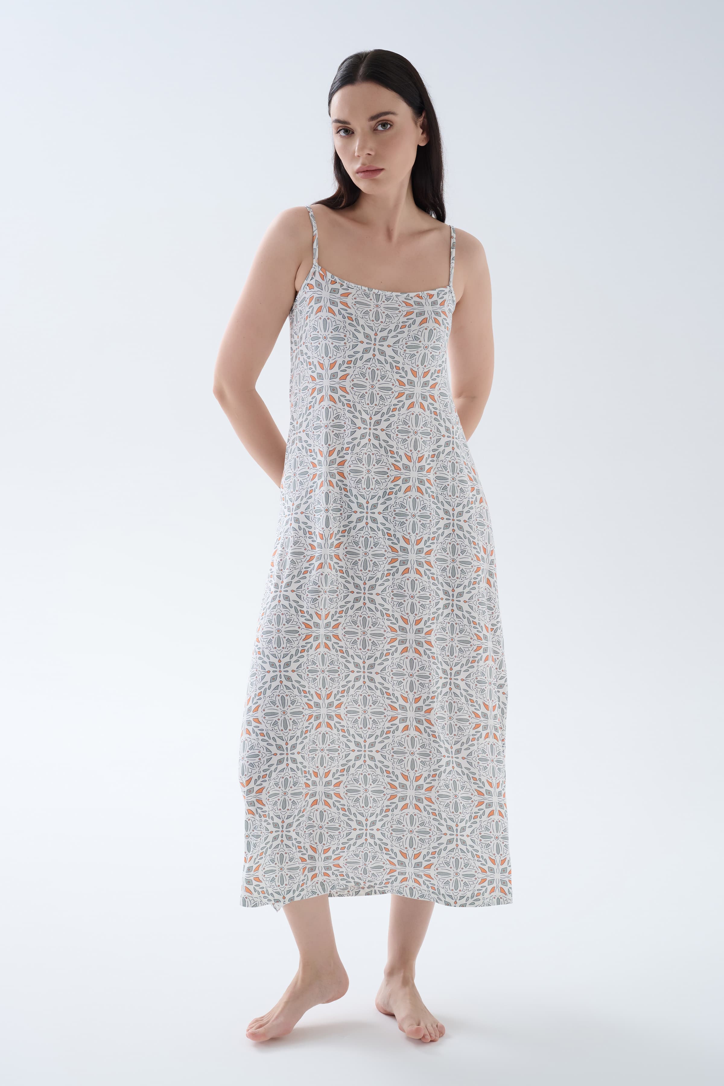 Women's Grey Printed Viscose Nightgown — view 4