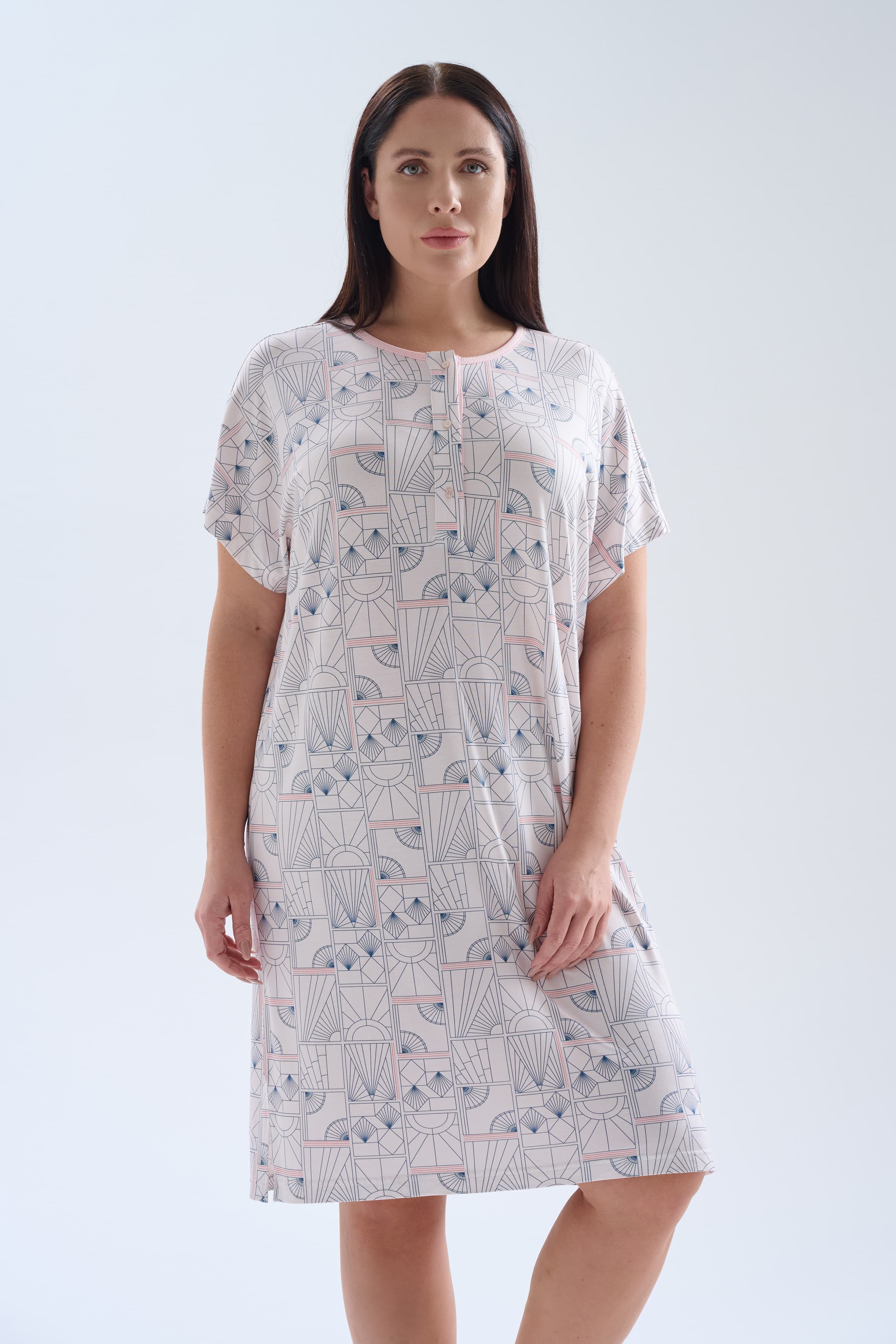 Women's Grey Printed Viscose Nightgown — view 3