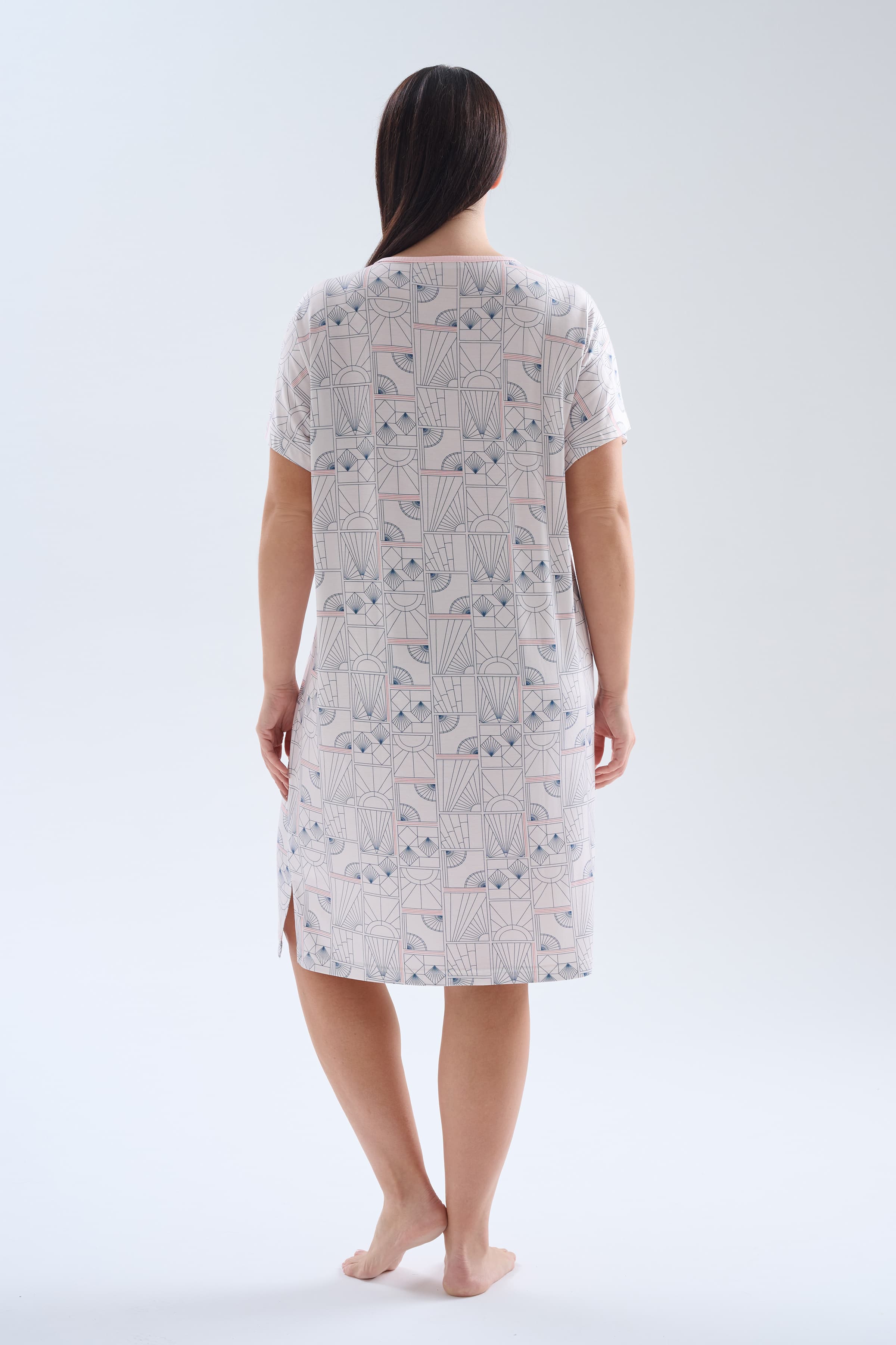 Women's Grey Printed Viscose Nightgown — view 4