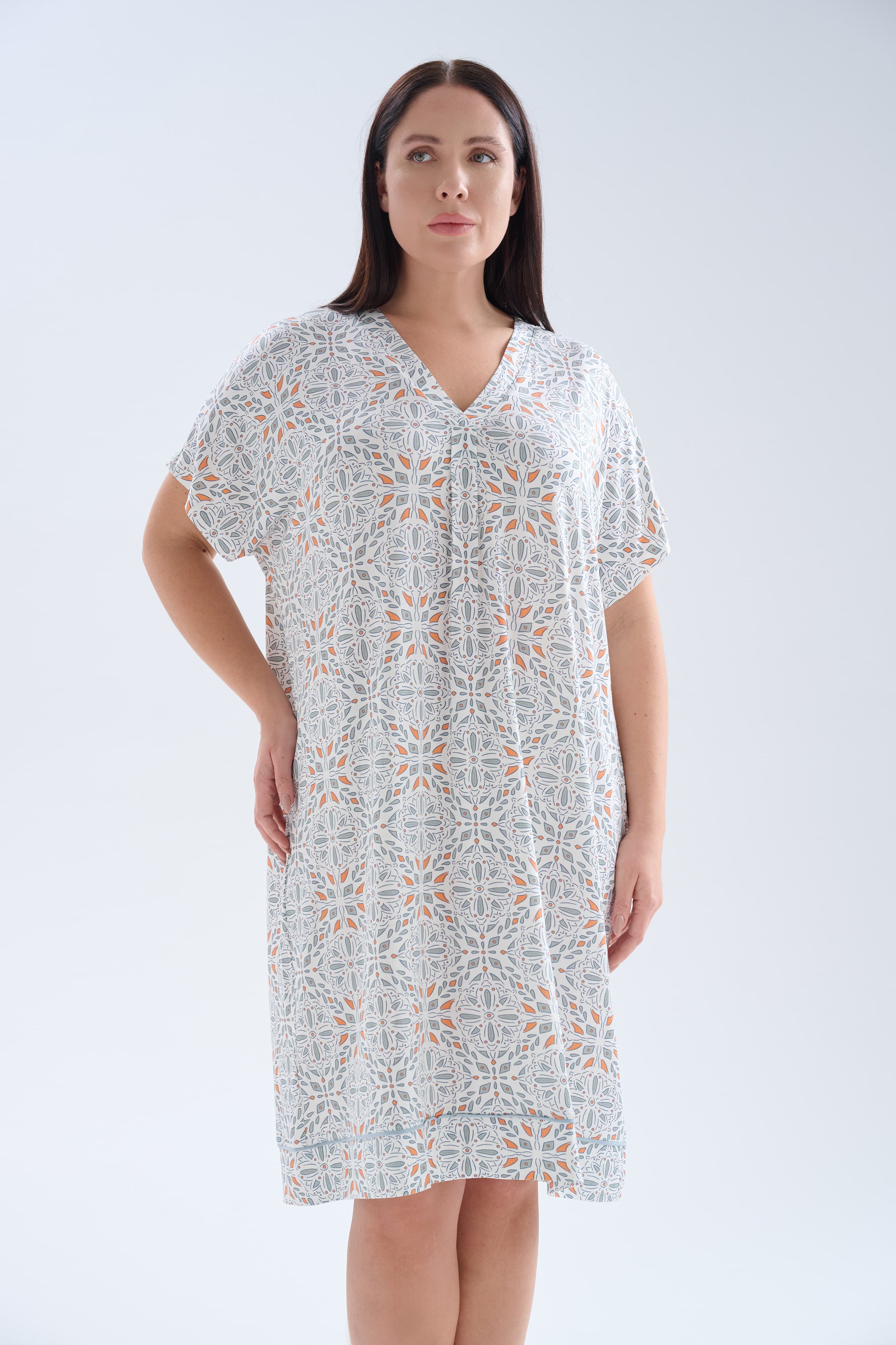Women's Grey Printed Viscose Nightgown — view 3