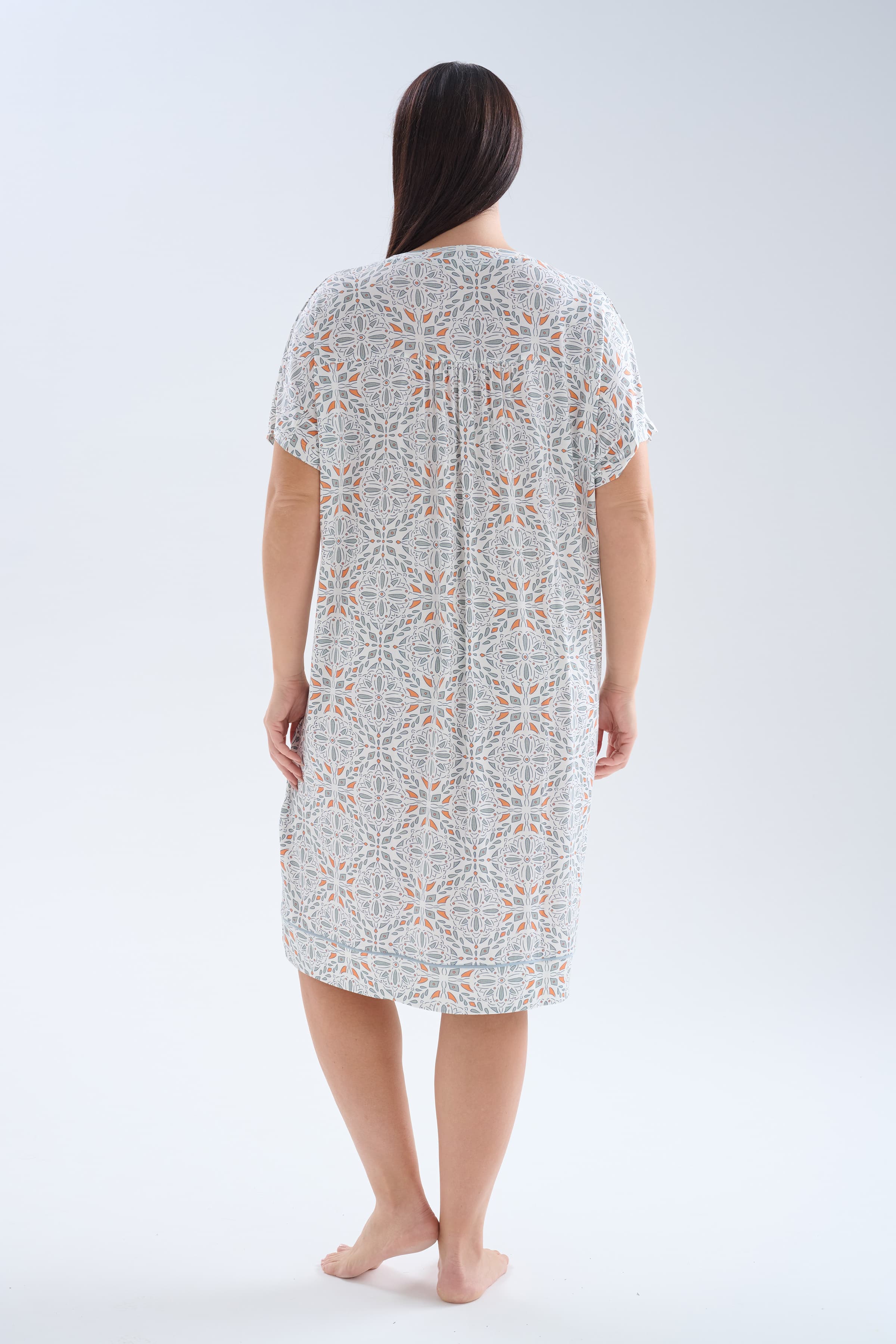 Women's Grey Printed Viscose Nightgown — view 4