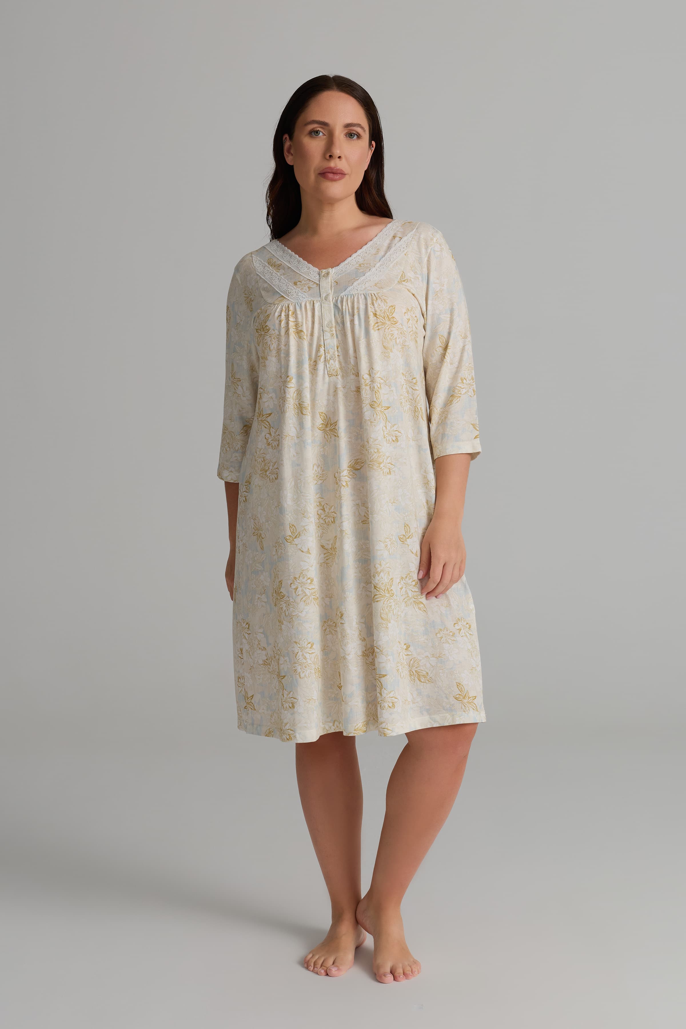 Women's Neutral Floral Viscose Nightgown — view 1