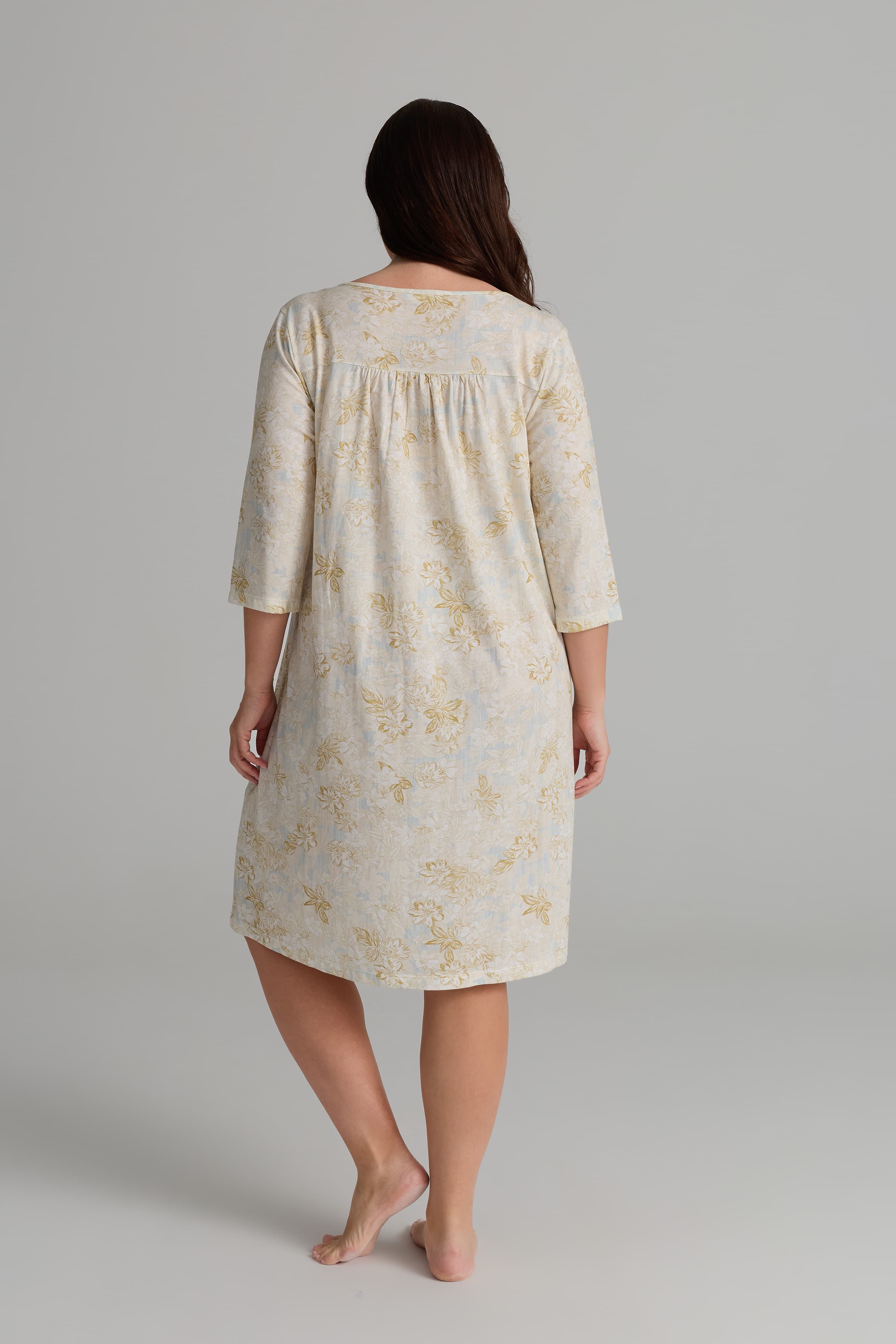 Women's Neutral Floral Viscose Nightgown — view 4