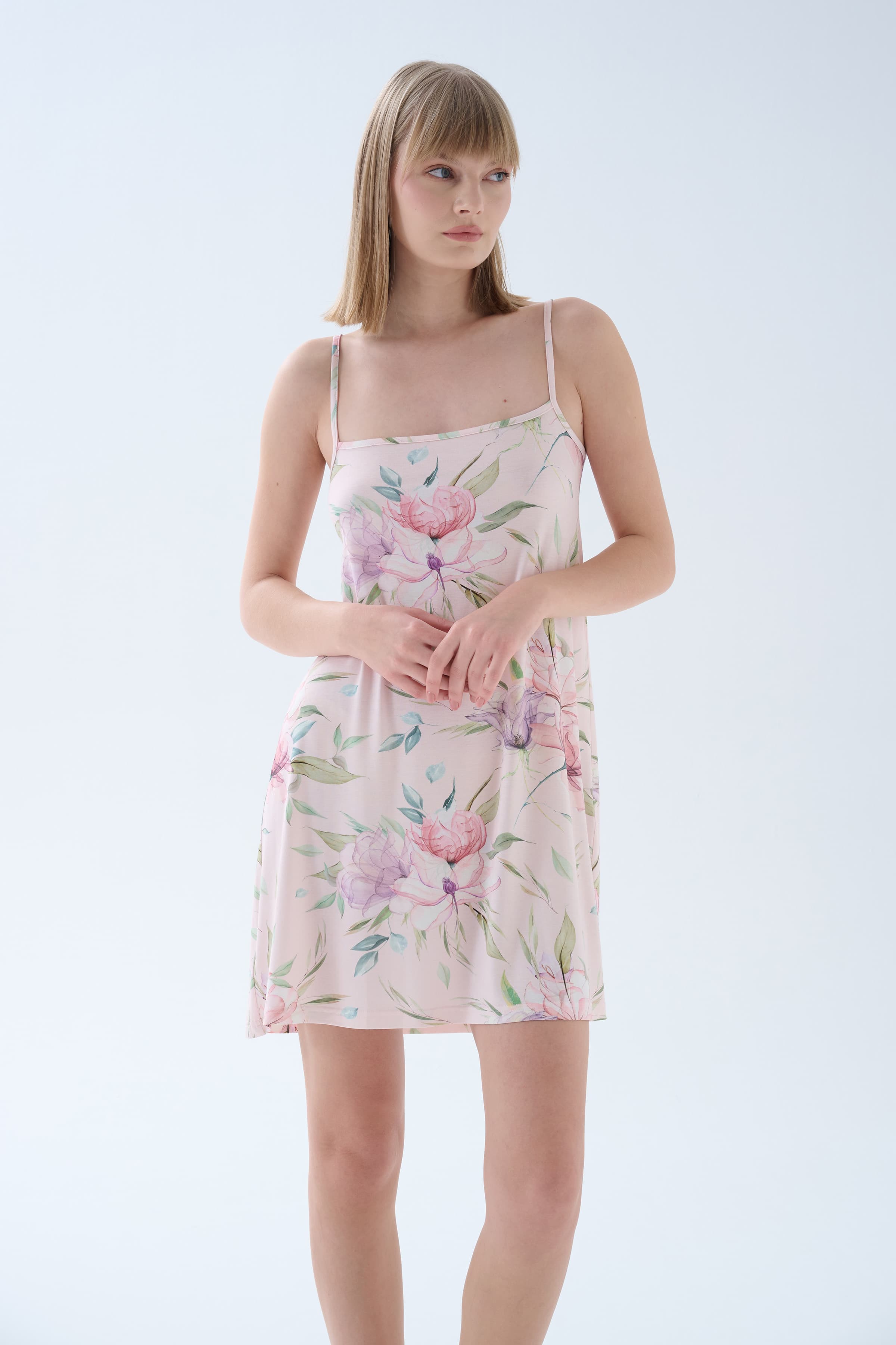Women's Neutral Floral Viscose Nightgown — view 1