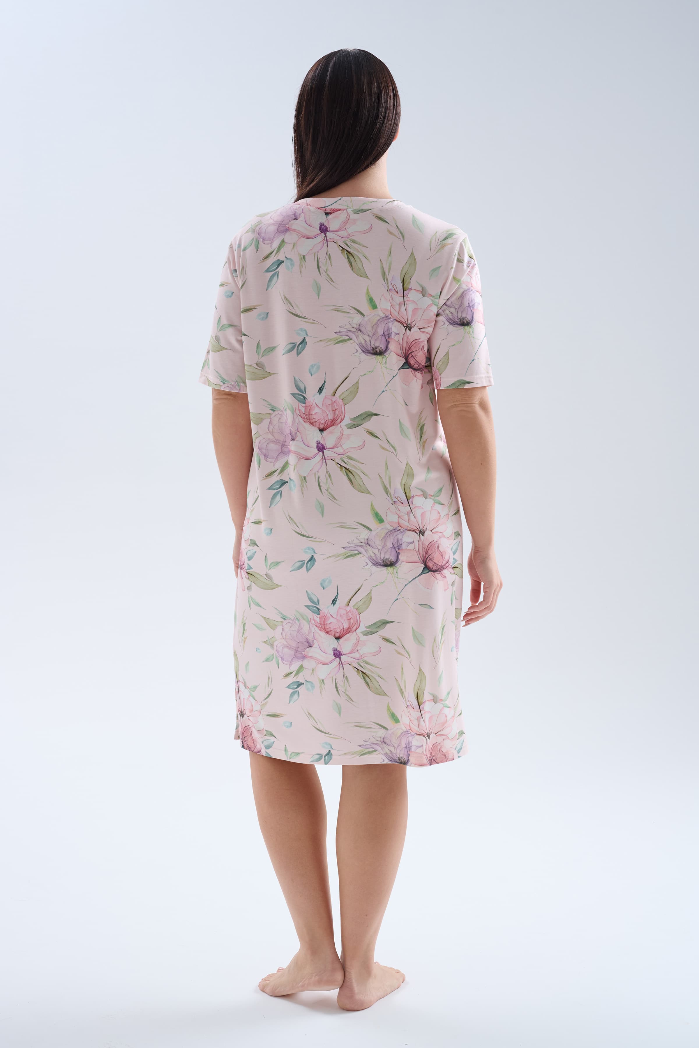 Women's Neutral Floral Viscose Nightgown — view 4
