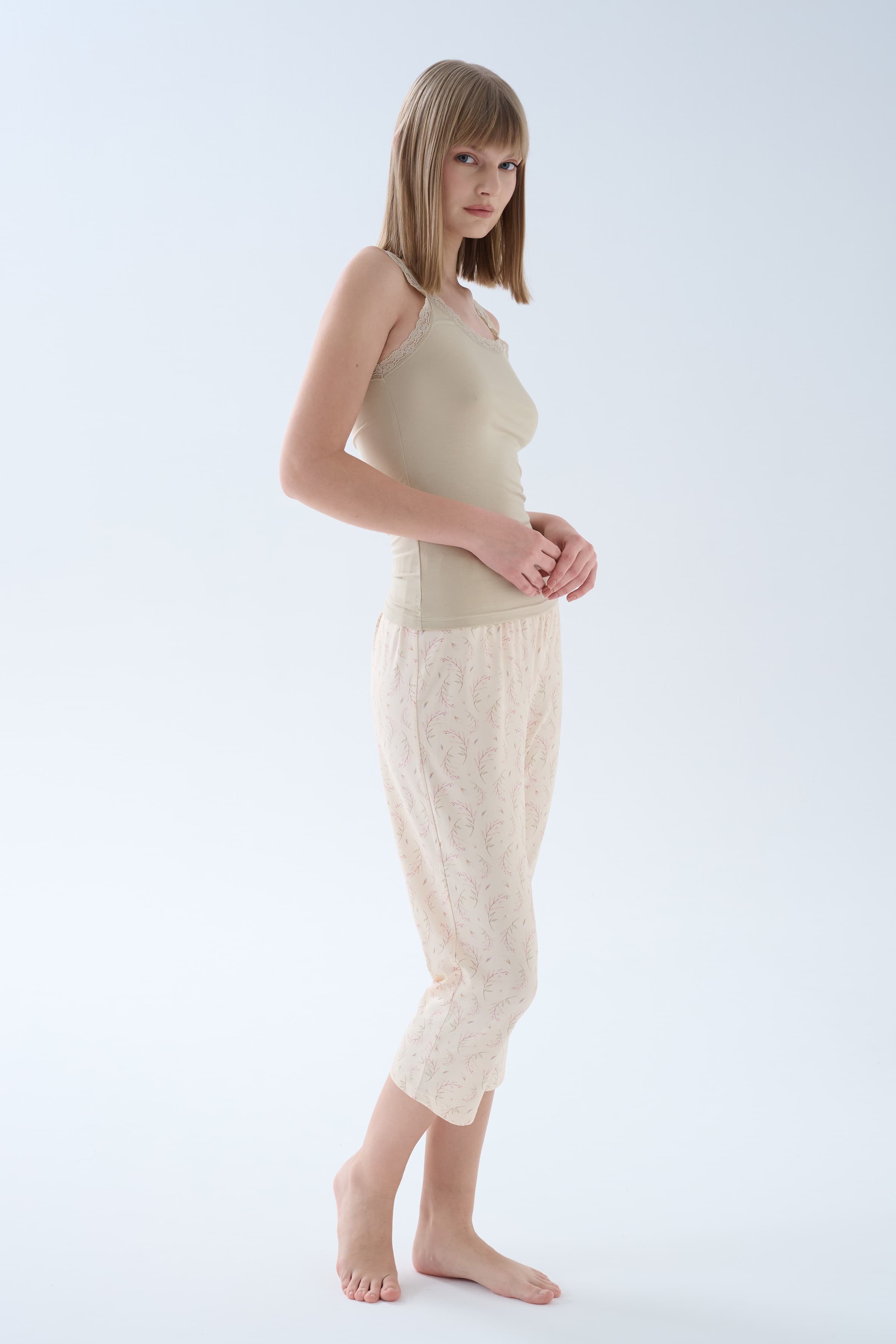 Women's Beige Viscose Pajama Set — view 2