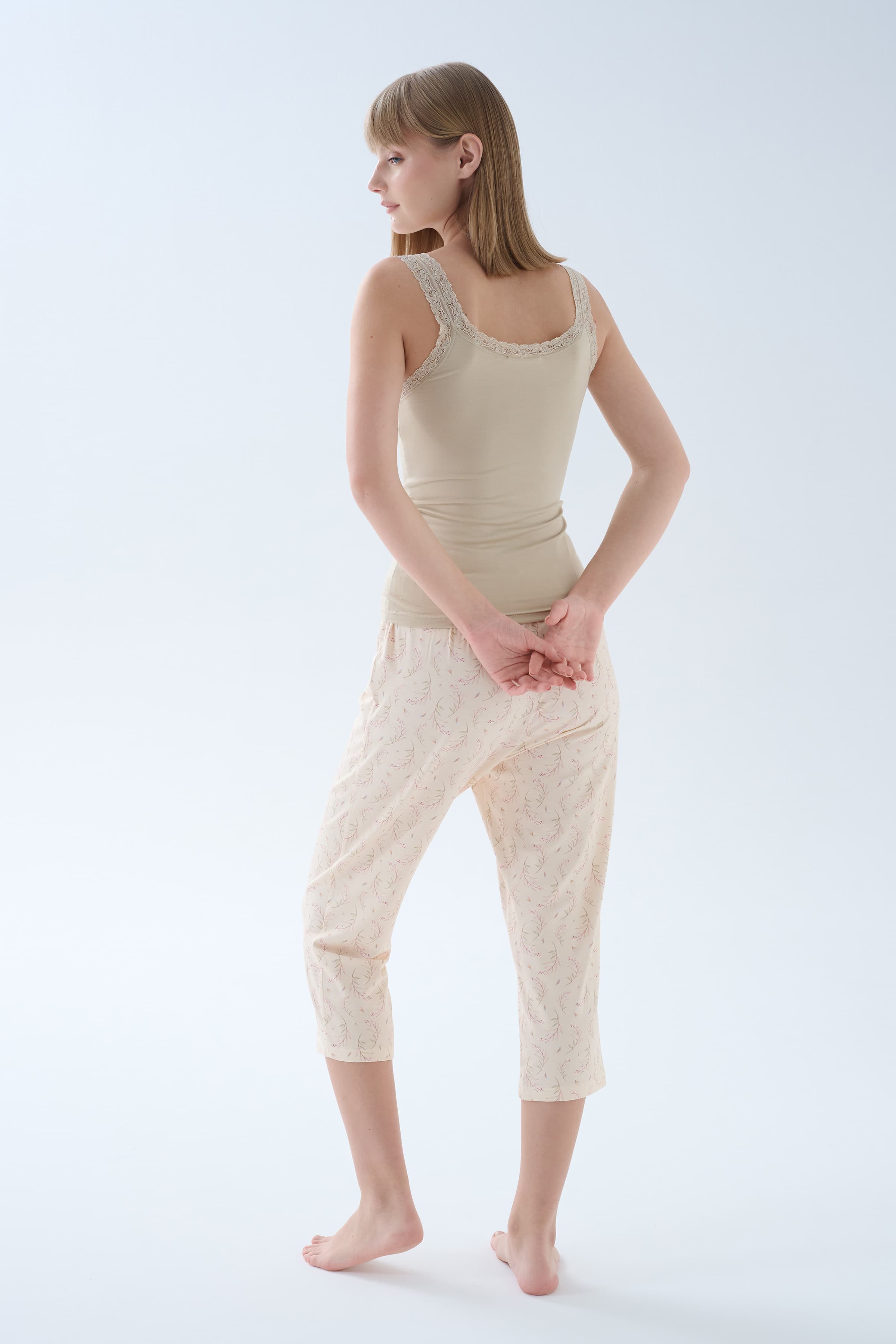 Women's Beige Viscose Pajama Set — view 4
