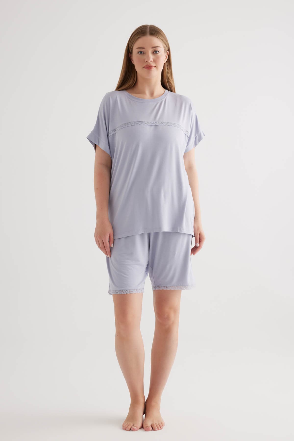 Women's Blue Viscose Pajama Set — view 1