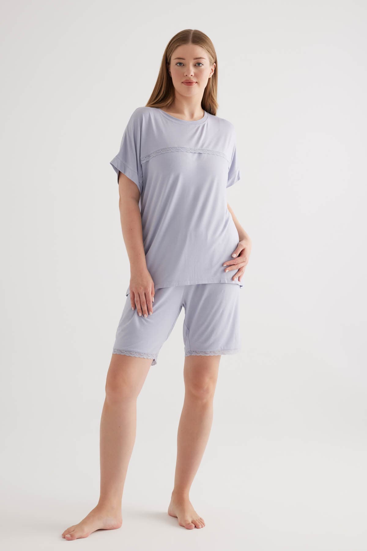 Women's Blue Viscose Pajama Set — view 2