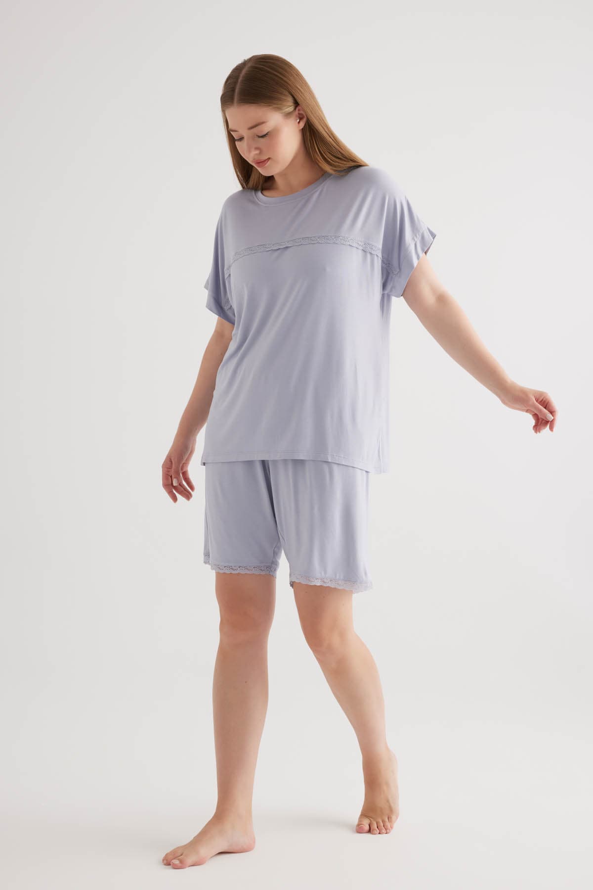 Women's Blue Viscose Pajama Set — view 3