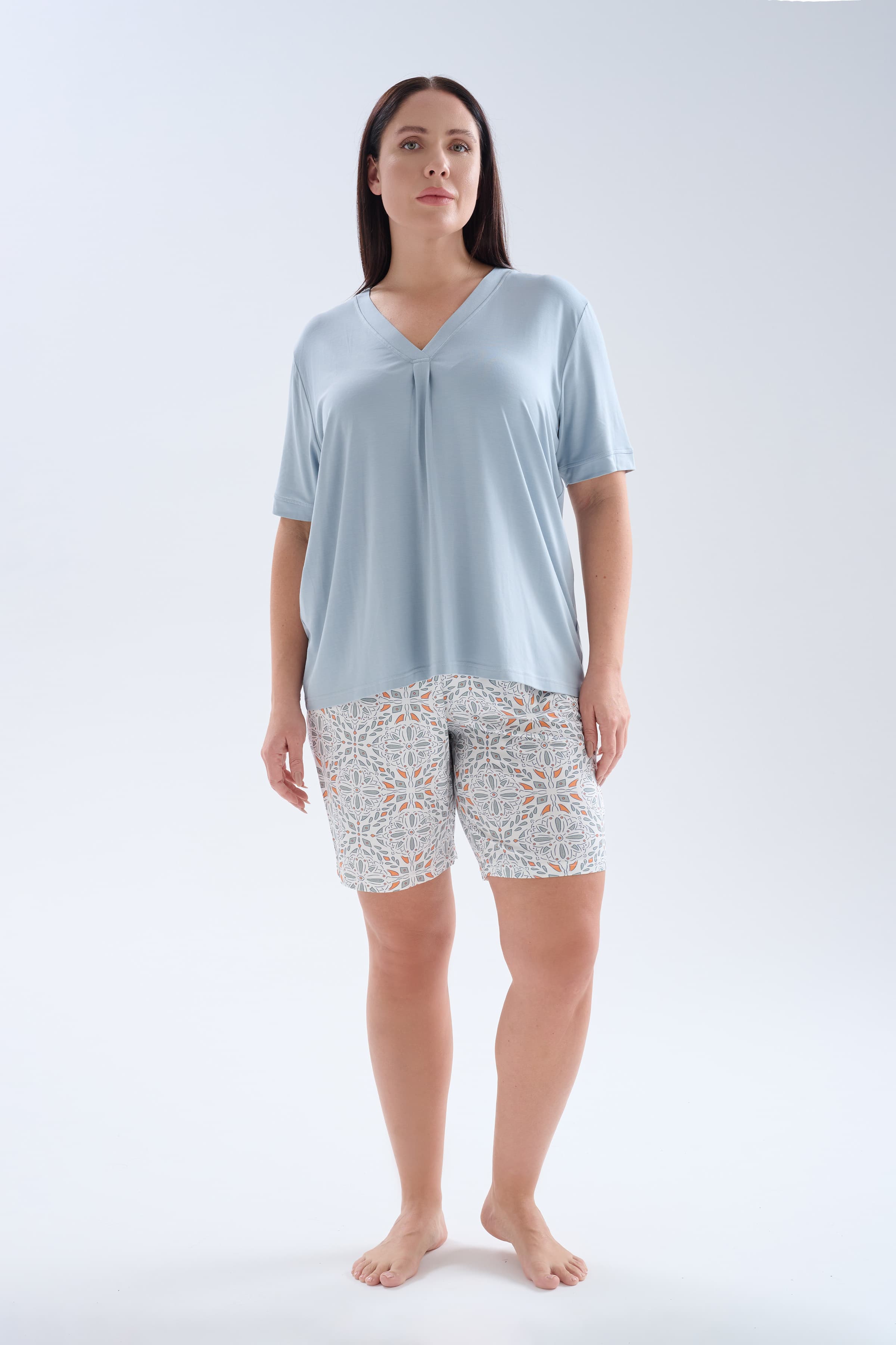 Women's Blue Viscose Pajama Set — view 1