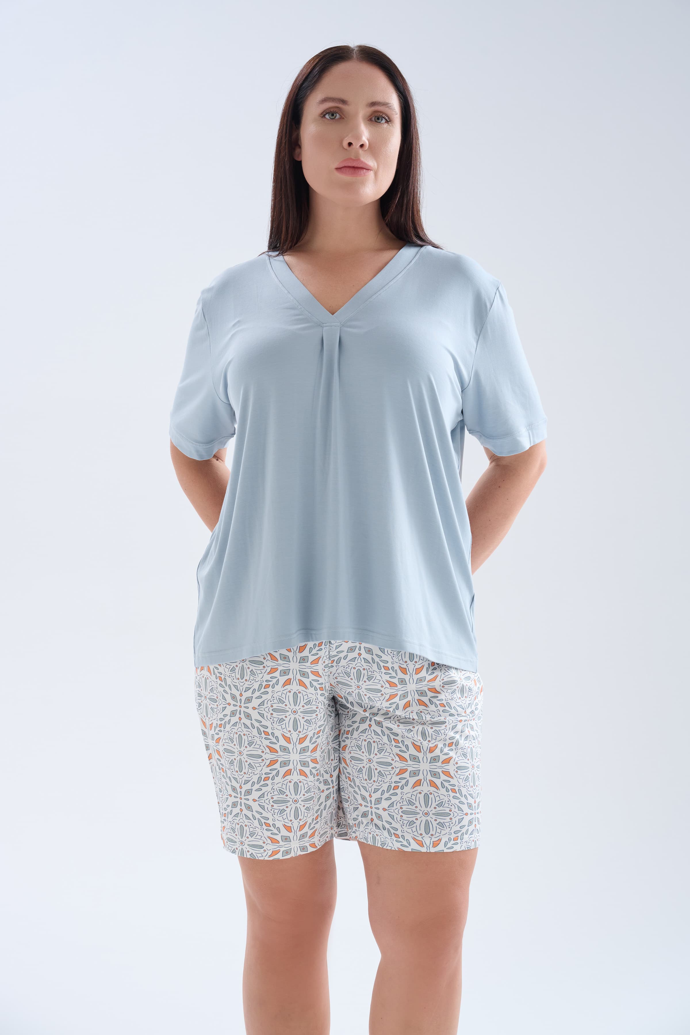Women's Blue Viscose Pajama Set — view 2