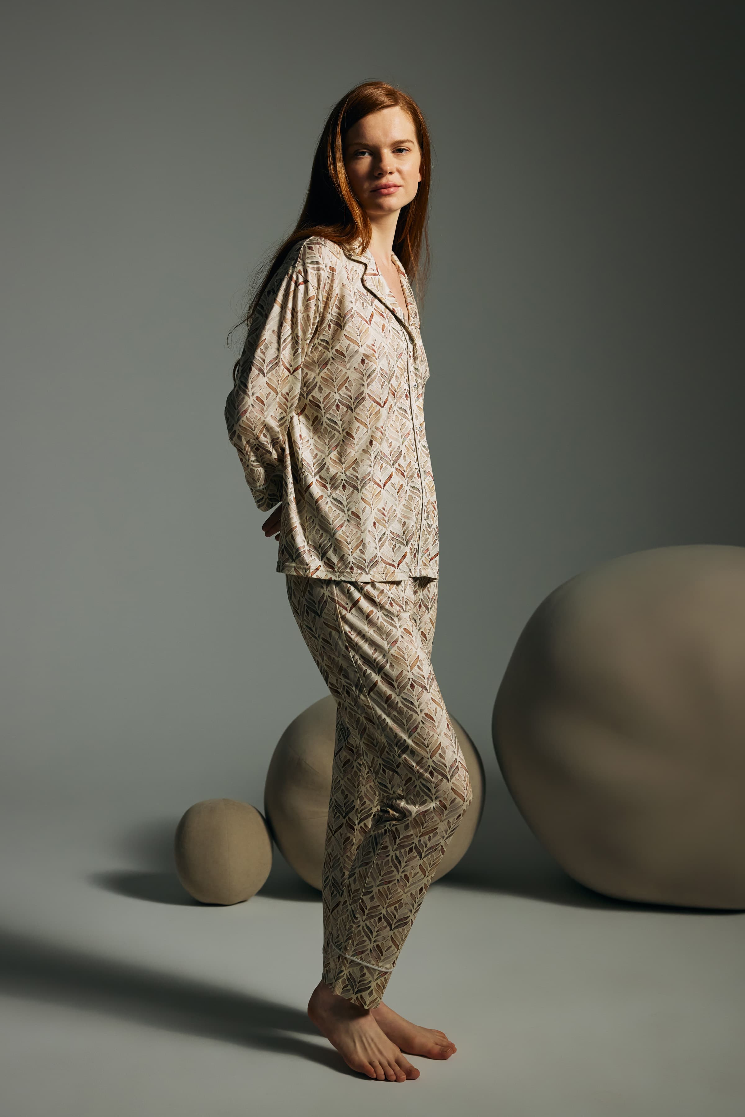 Women's Brown Printed Viscose Pajama Set — view 3