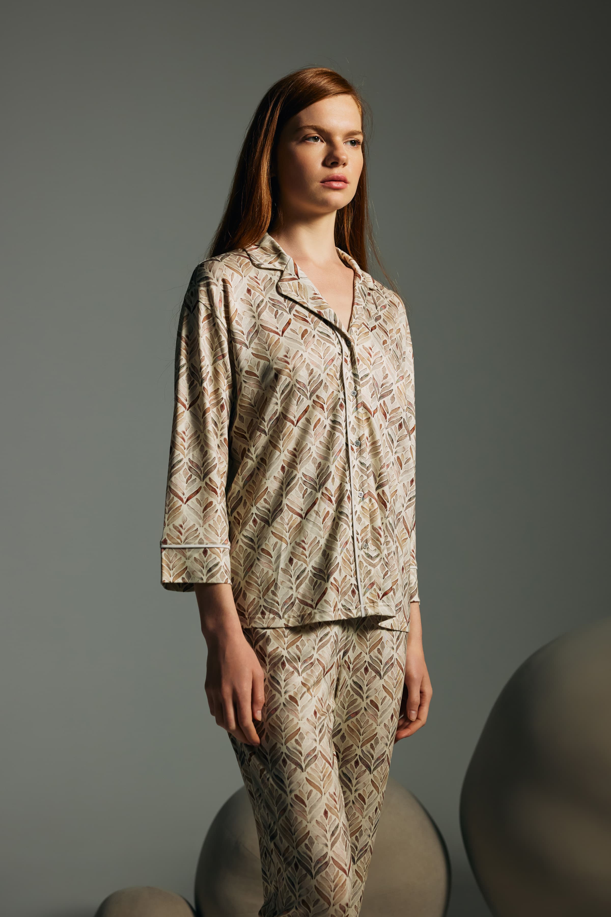Women's Brown Printed Viscose Pajama Set — view 4