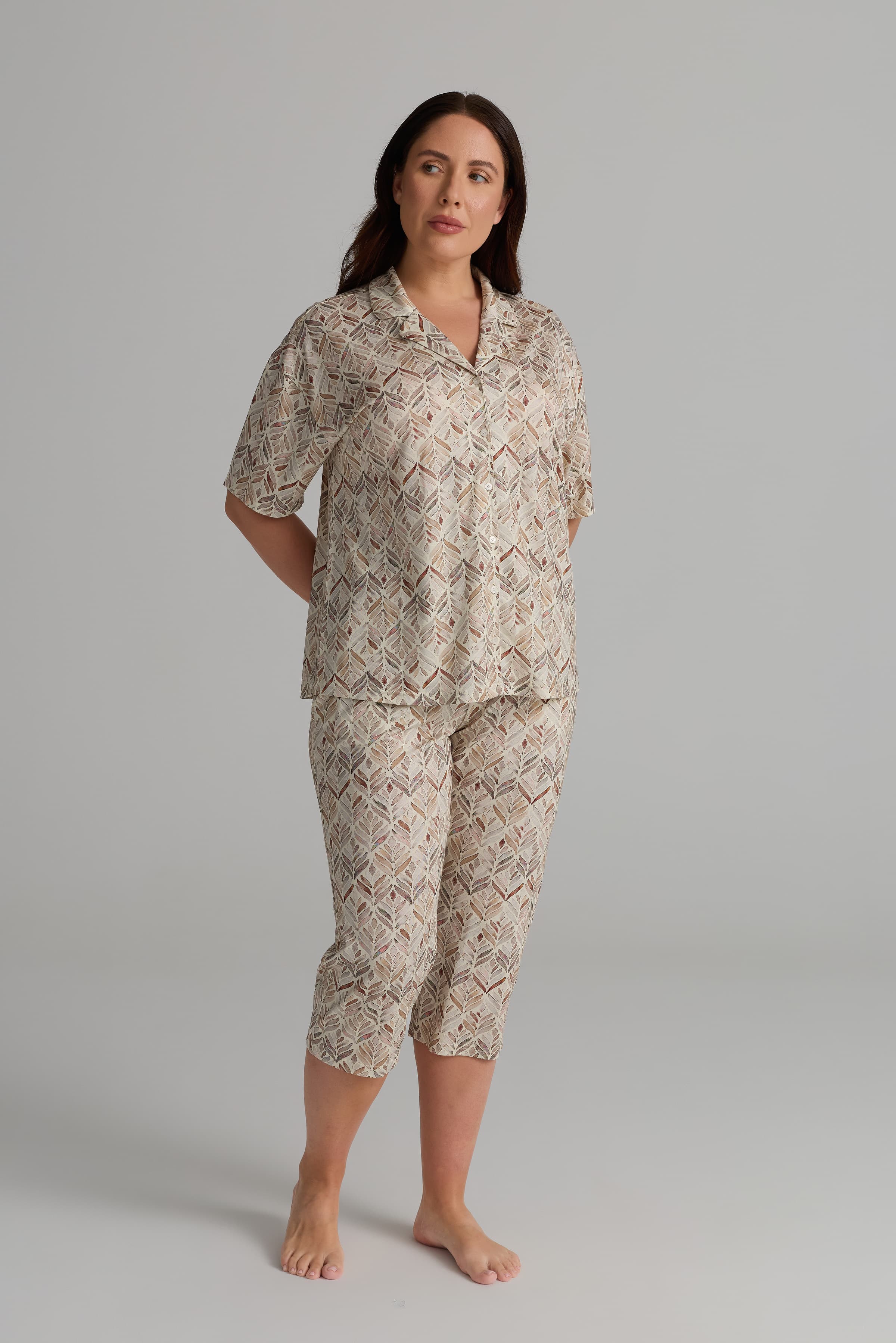 Women's Brown Printed Viscose Pajama Set — view 2
