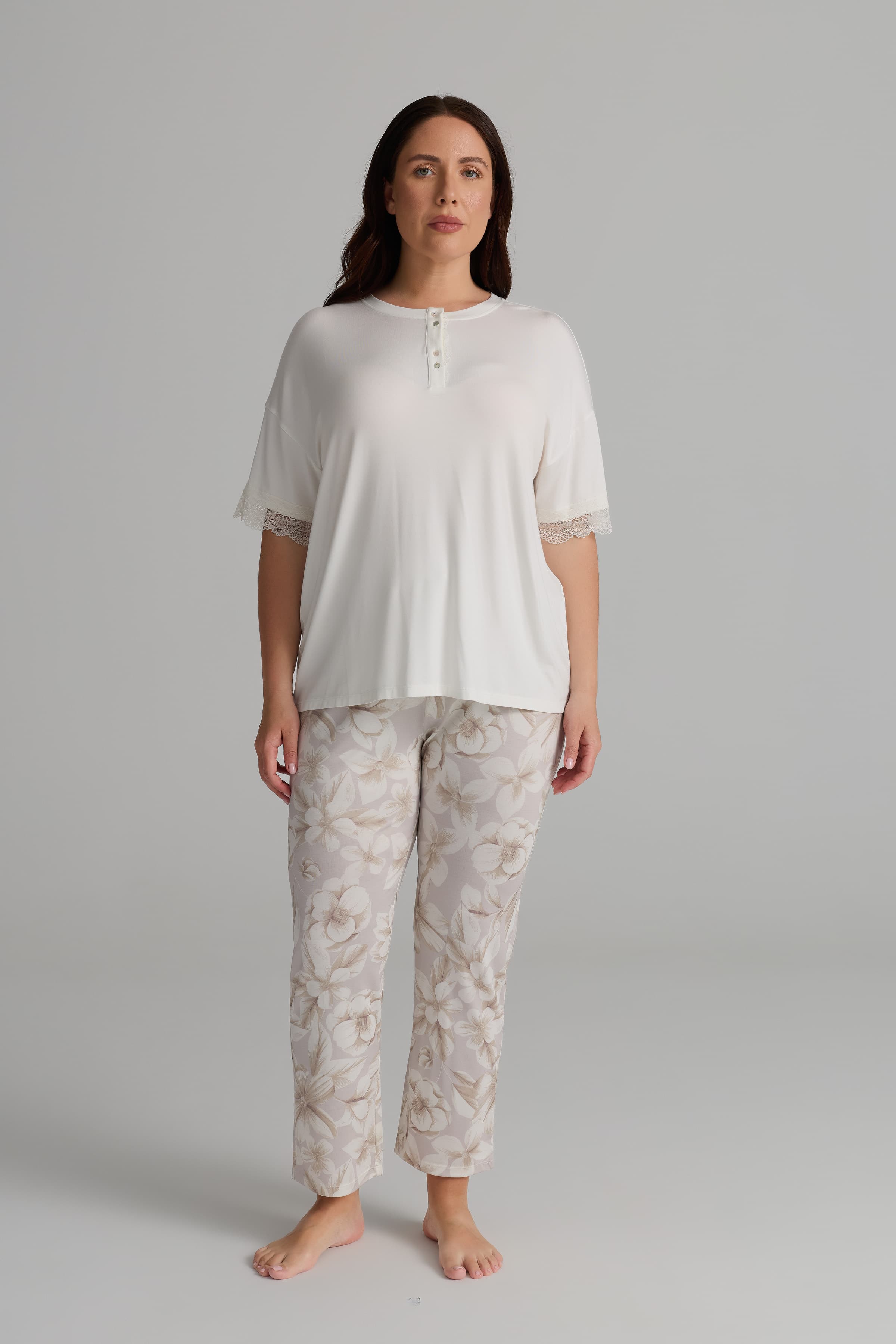 Women's Ecru Viscose Pajama Set — view 1