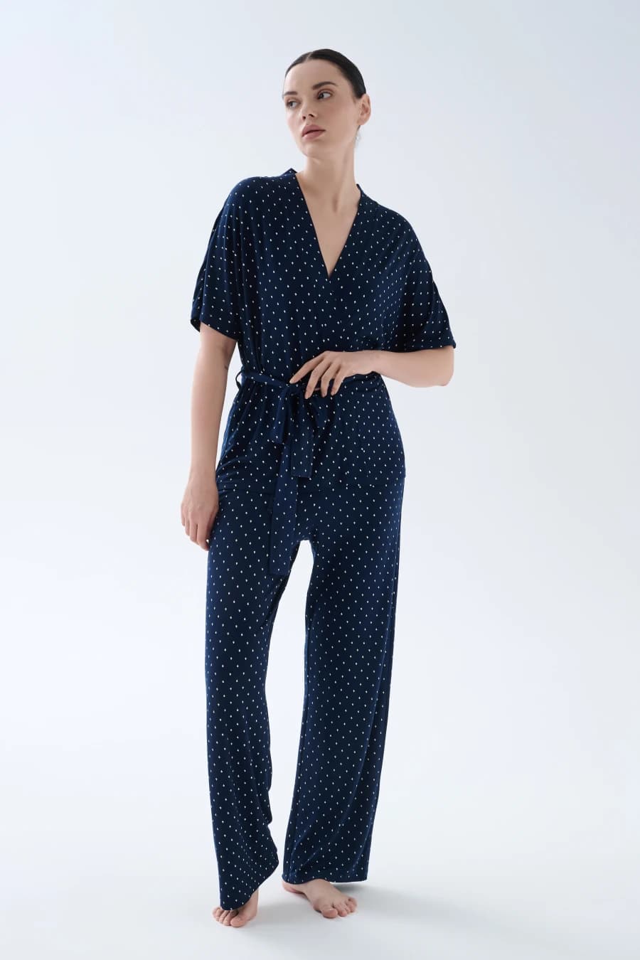 Women's Ecru Printed Viscose Pajama Set — view 1