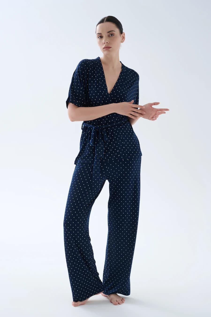 Women's Ecru Printed Viscose Pajama Set — view 3