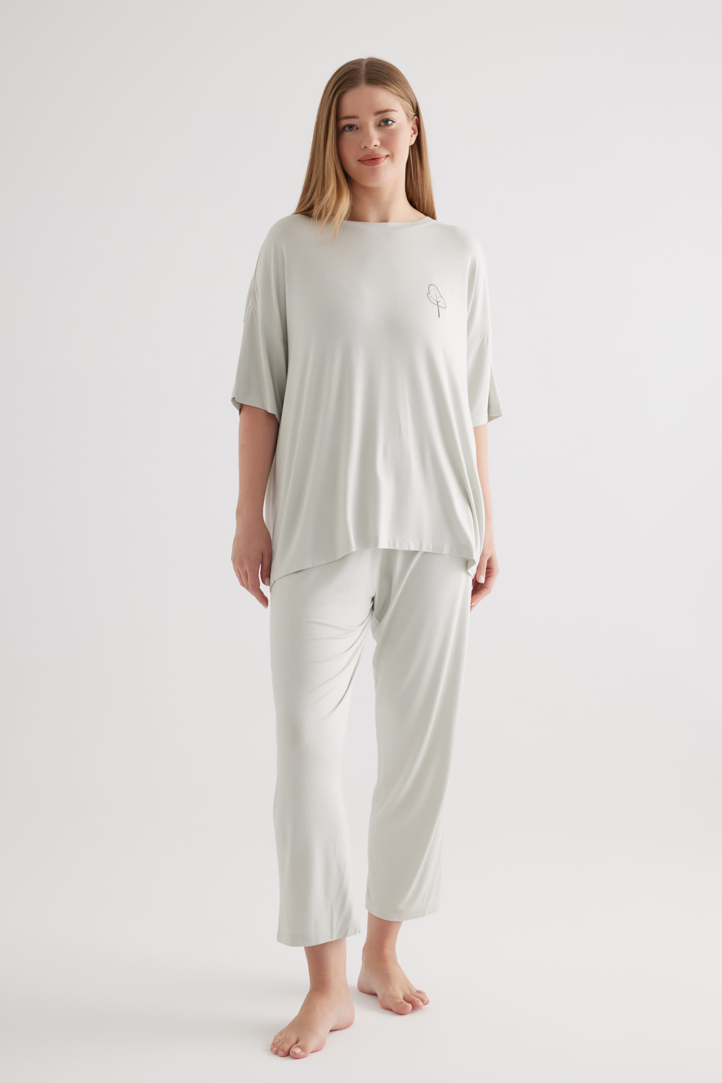 Women's Green Viscose Pajama Set — view 1
