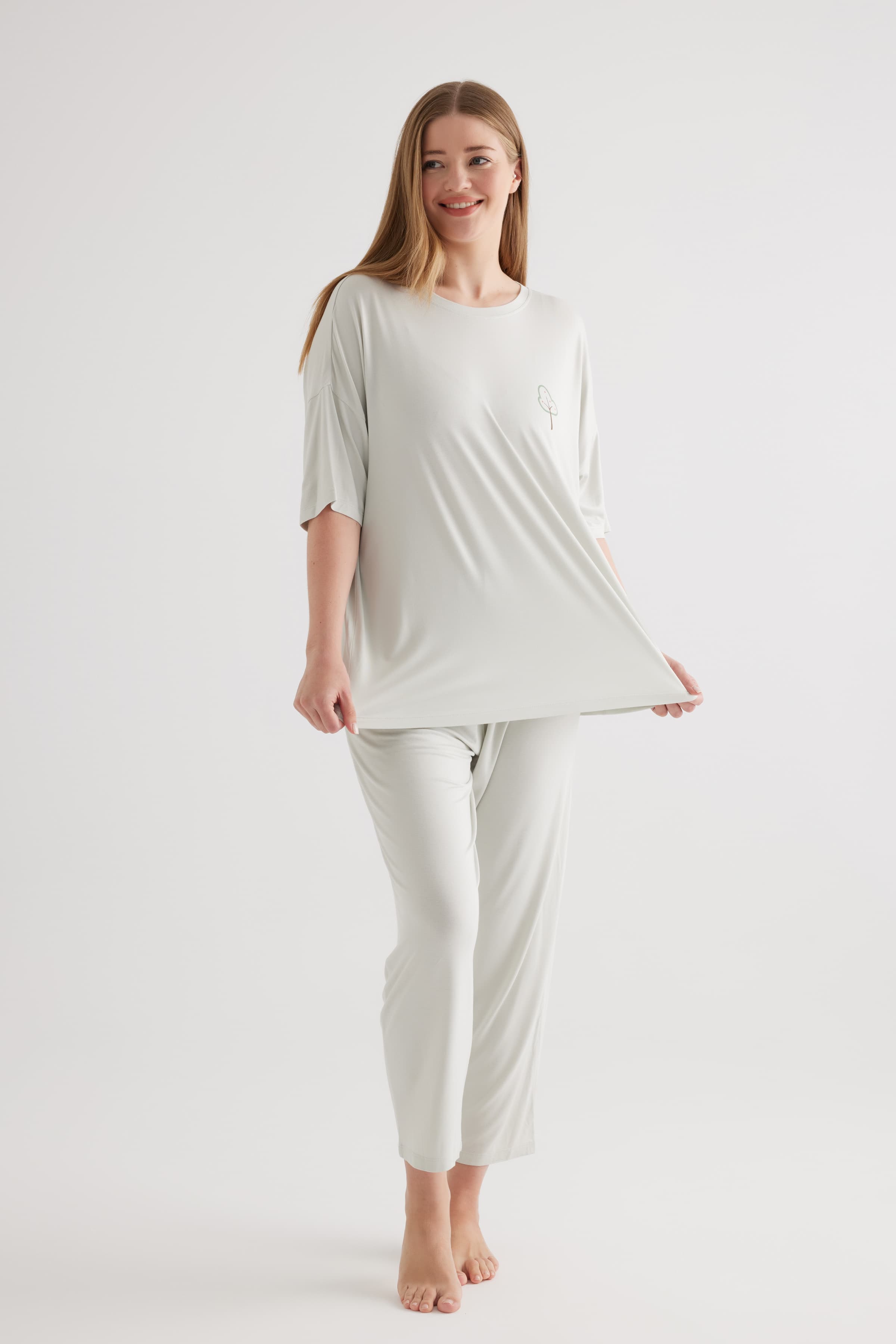 Women's Green Viscose Pajama Set — view 3