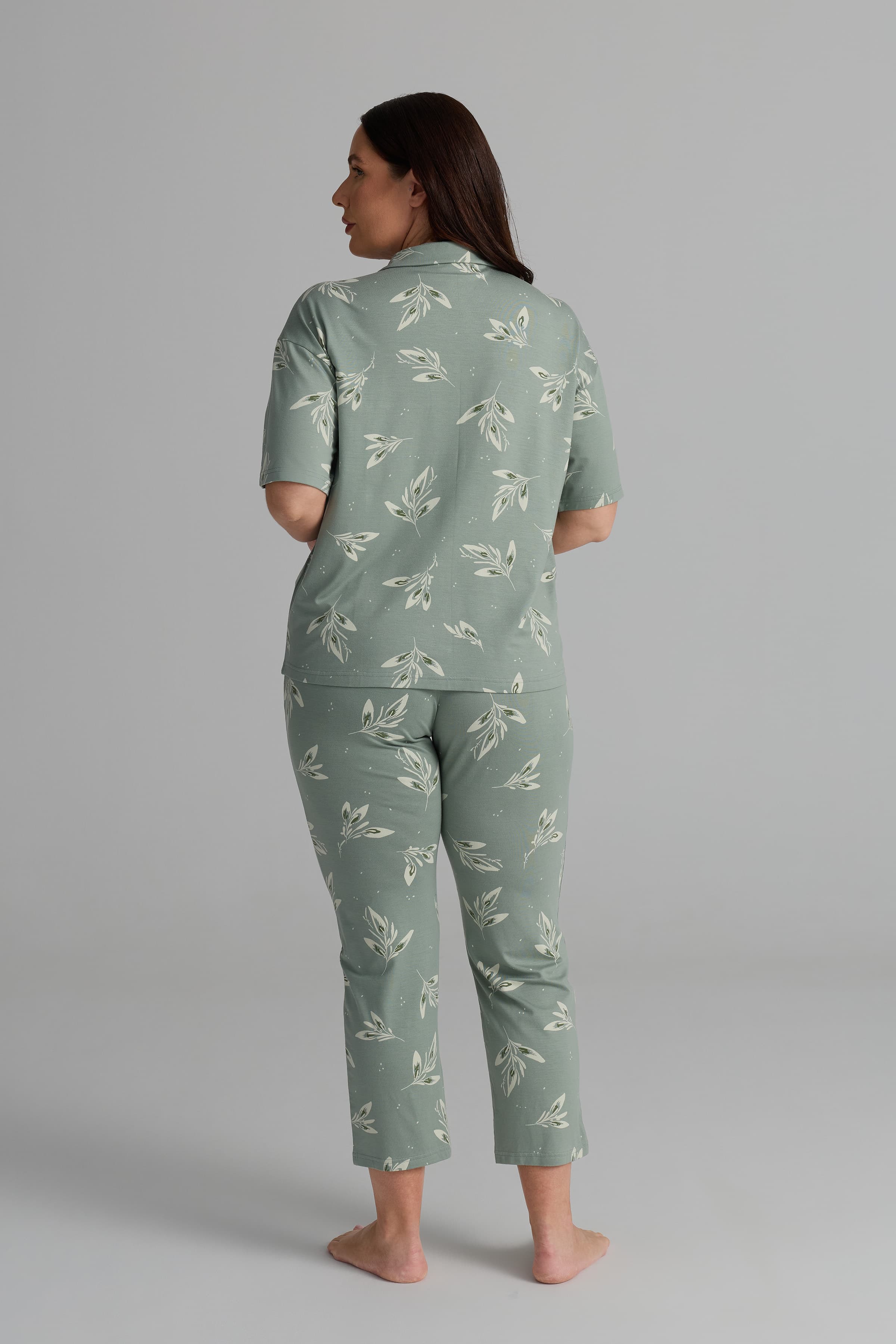 Women's Green Floral Viscose Pajama Set — view 4