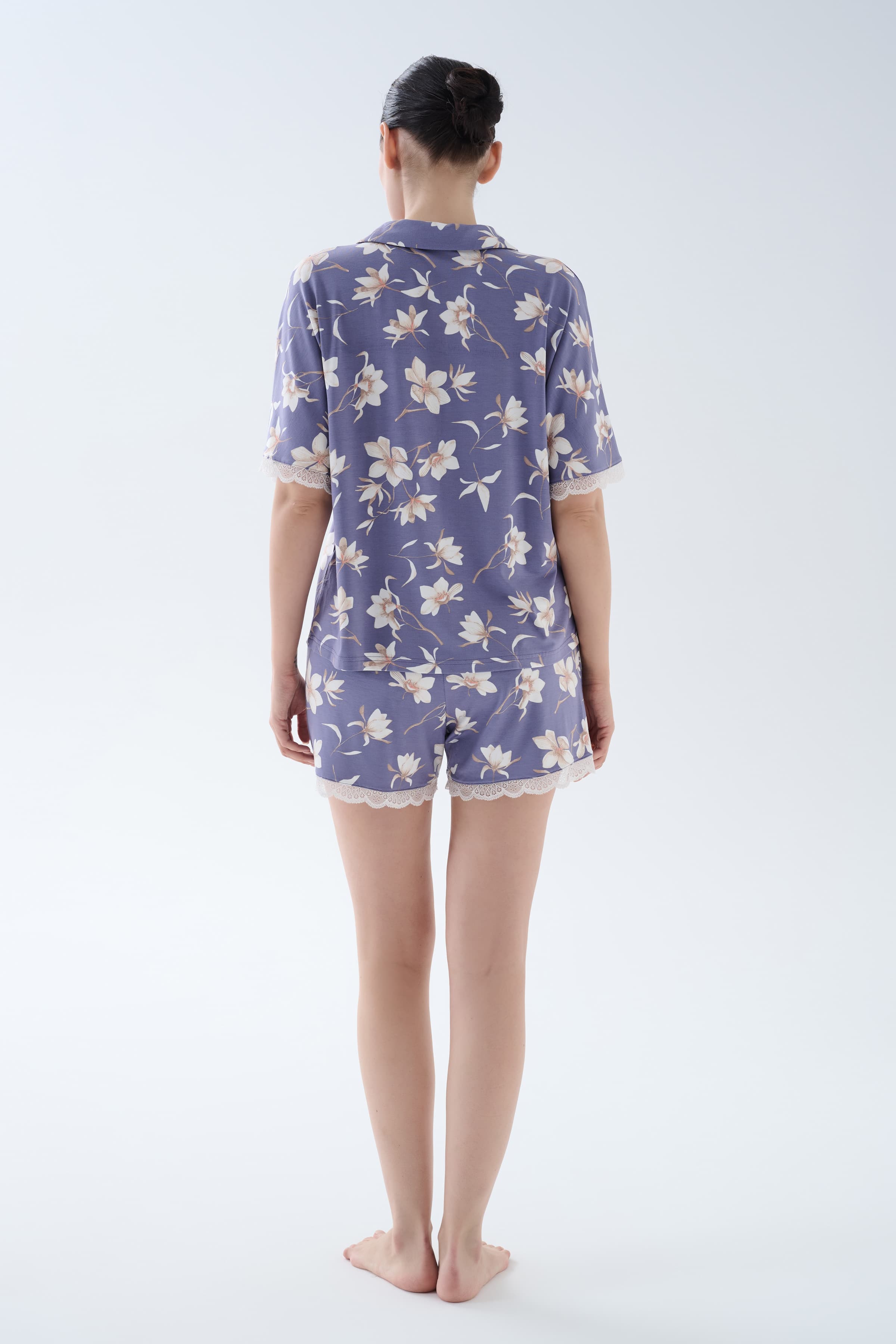 Women's Purple Floral Viscose Pajama Set — view 4