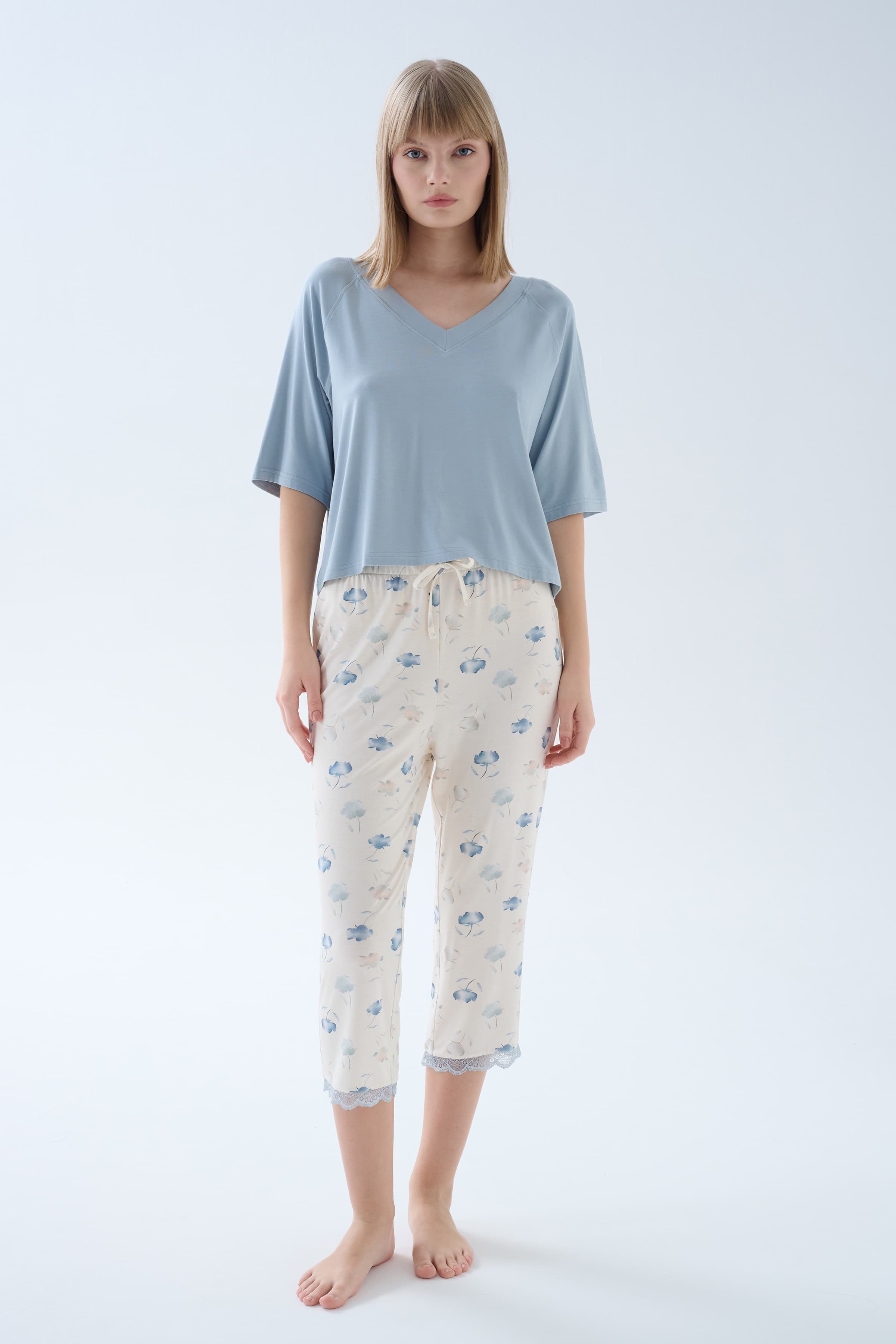 Women's Blue Viscose Pajama Top — view 2