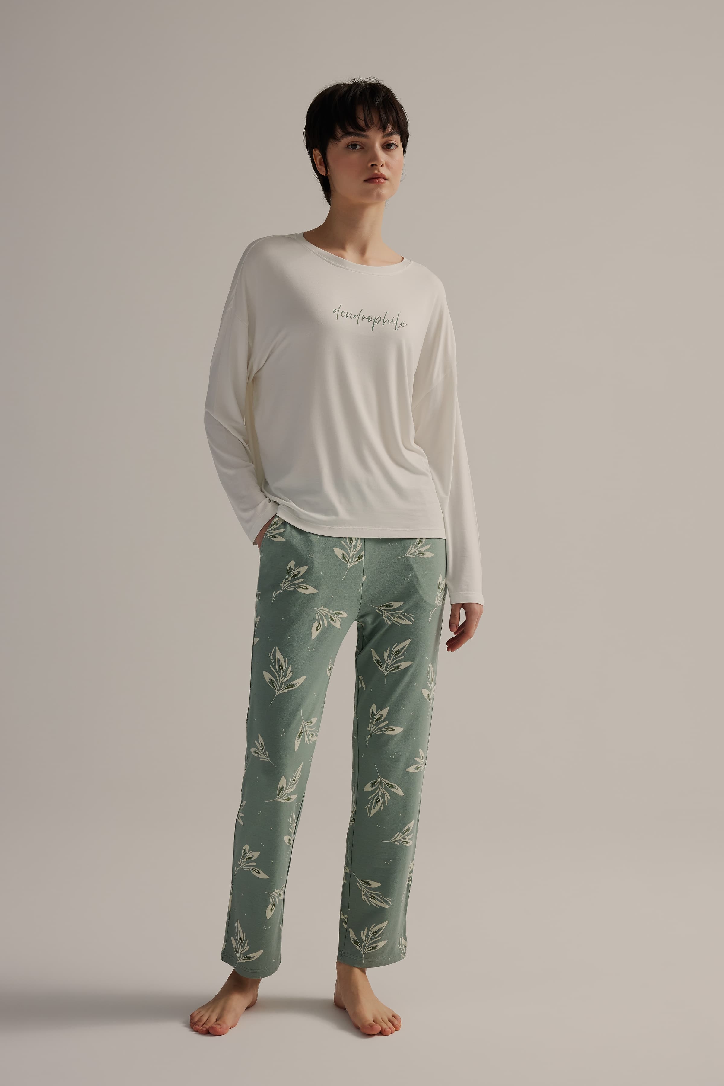 Women's Ecru Viscose Pajama Top — view 2