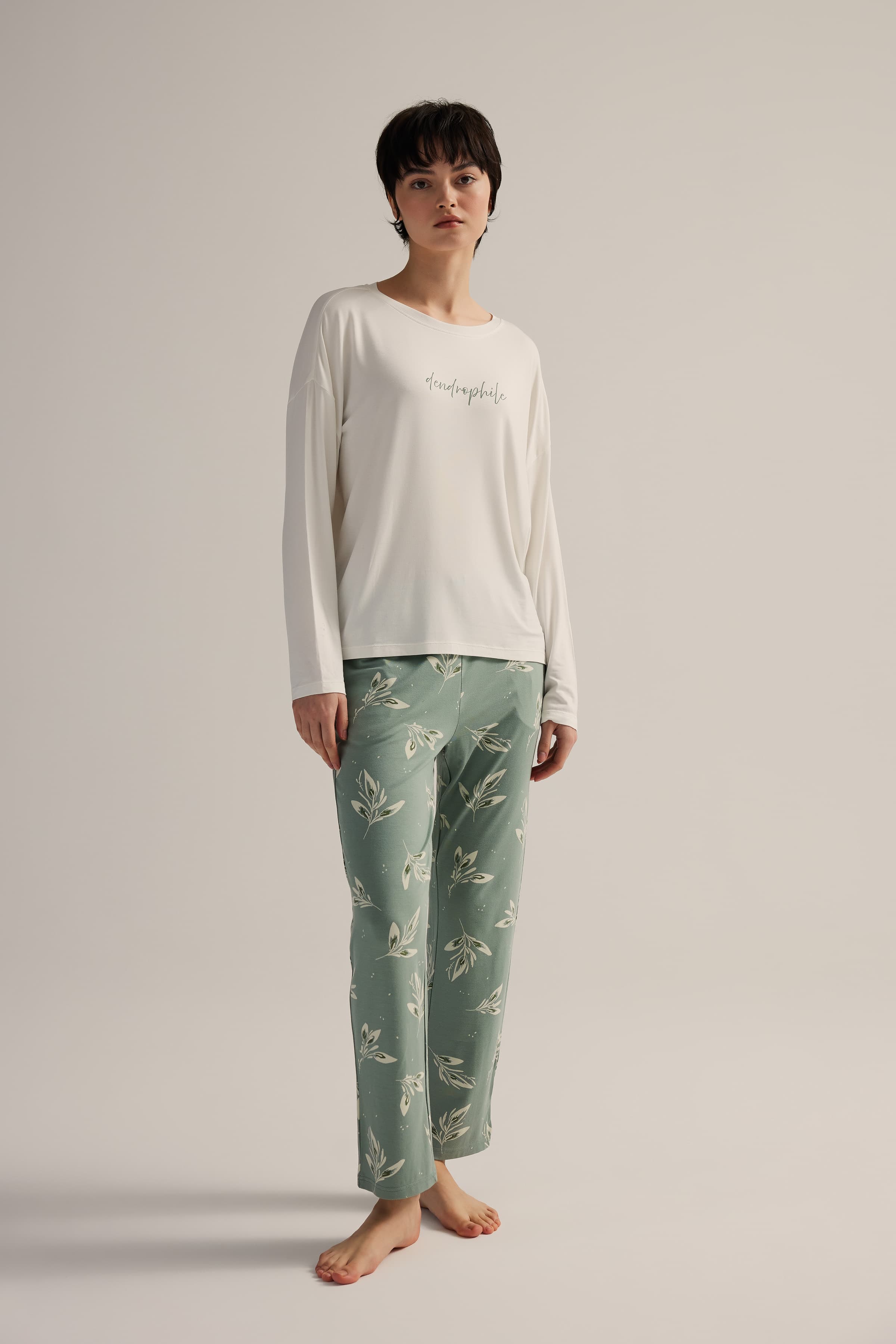Women's Ecru Viscose Pajama Top — view 3
