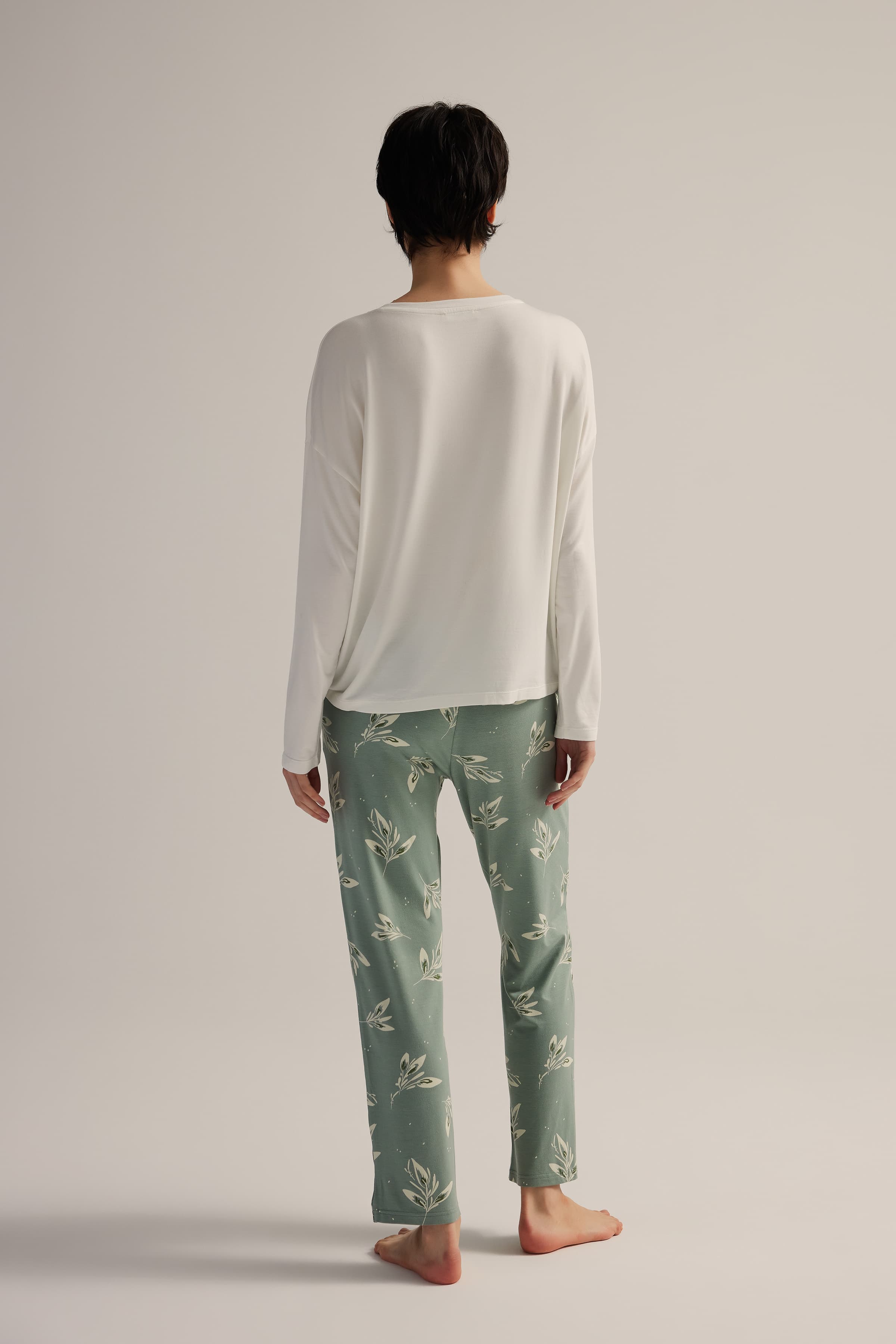 Women's Ecru Viscose Pajama Top — view 4