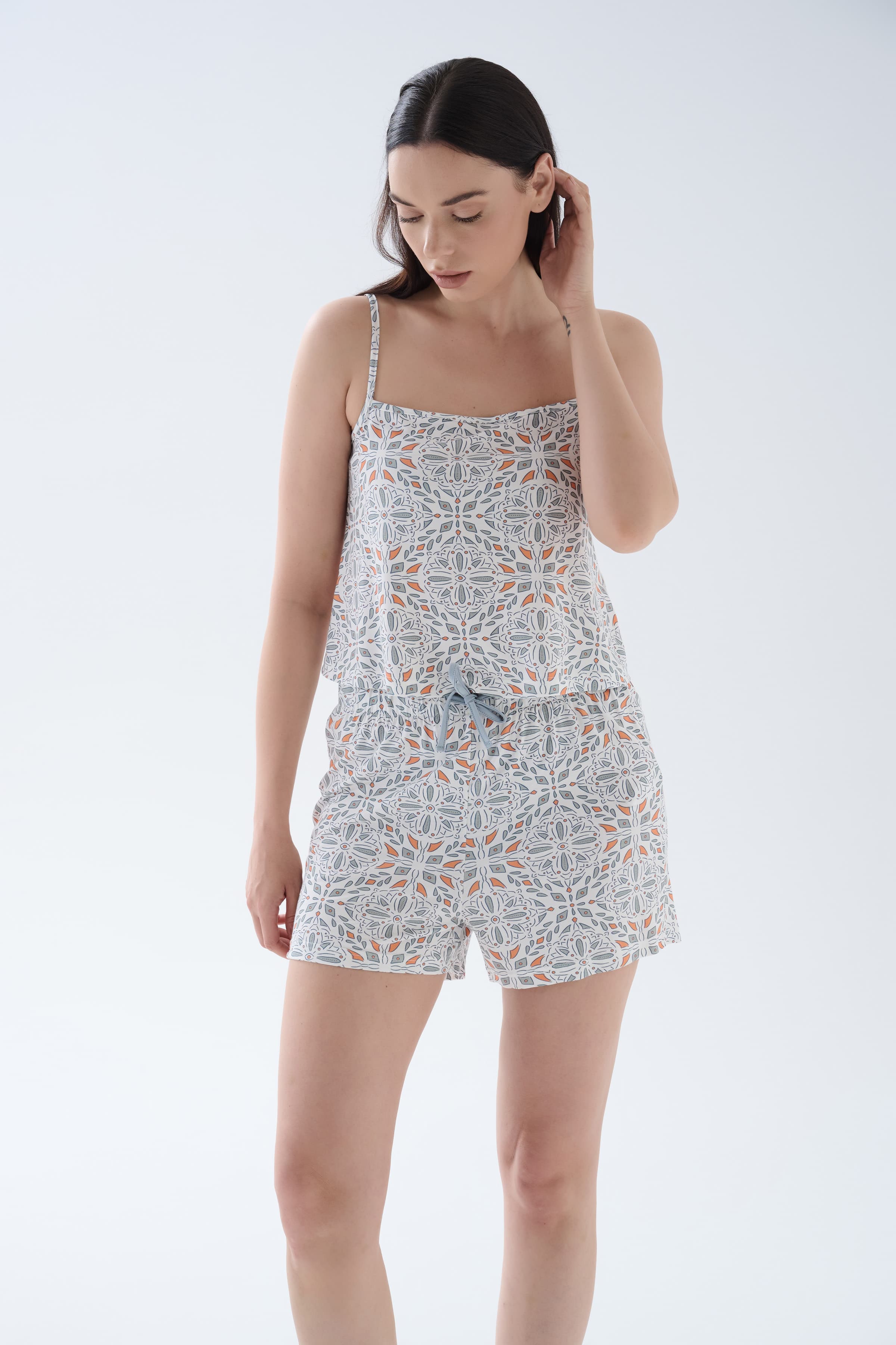 Women's Grey Printed Viscose Pajama Top — view 2