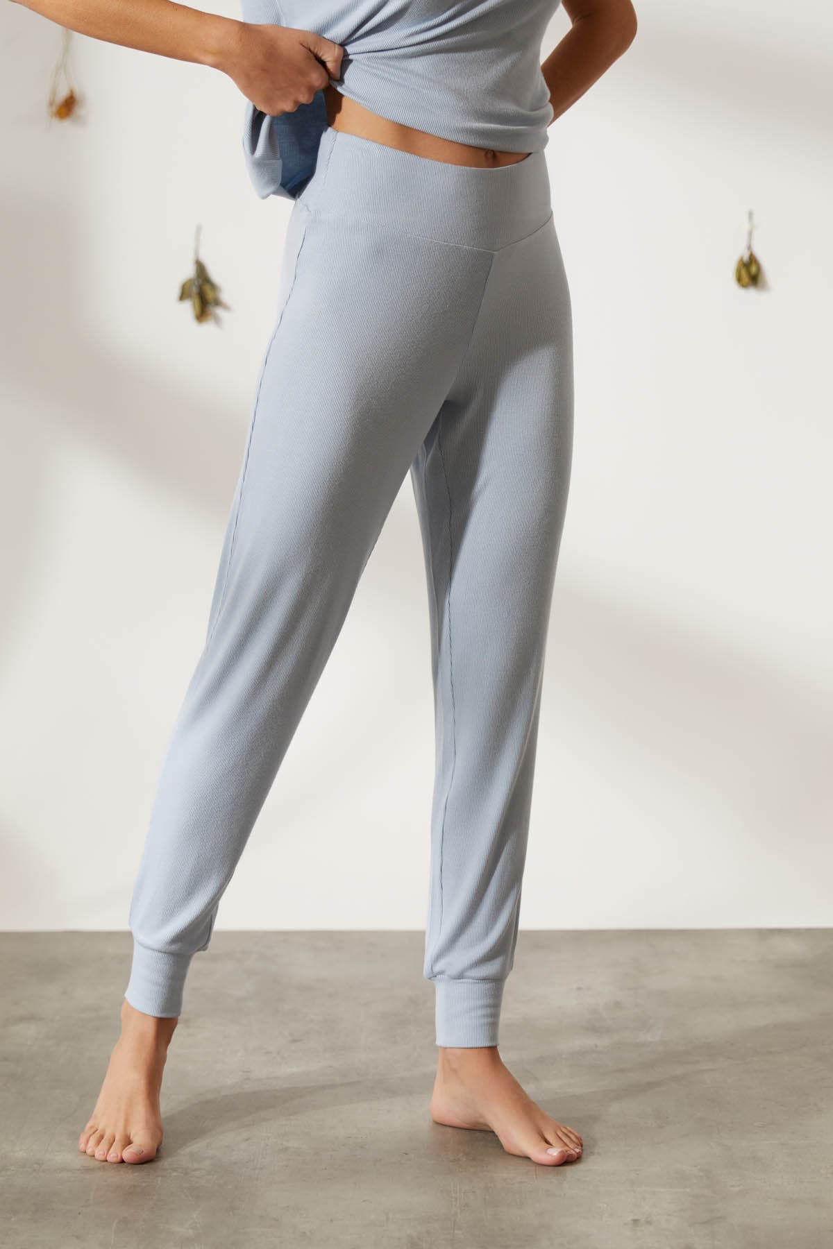 Women's Blue Viscose Trousers — view 2